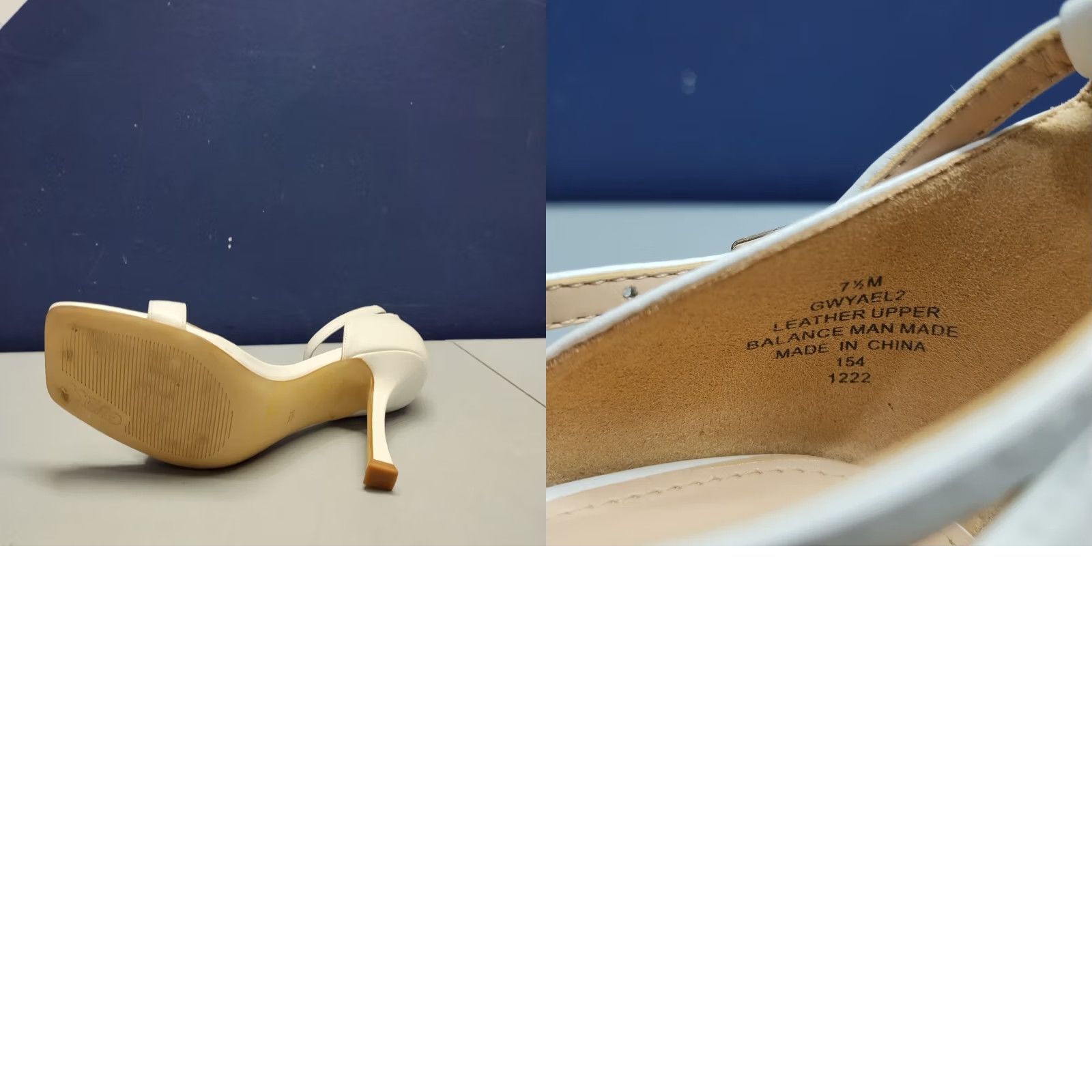 Guess GUESS Pump Womens White Gwyael Kitten Heels Size Leather Ankle Strap Open Toe Size US 8 / IT 38 - 9 Thumbnail
