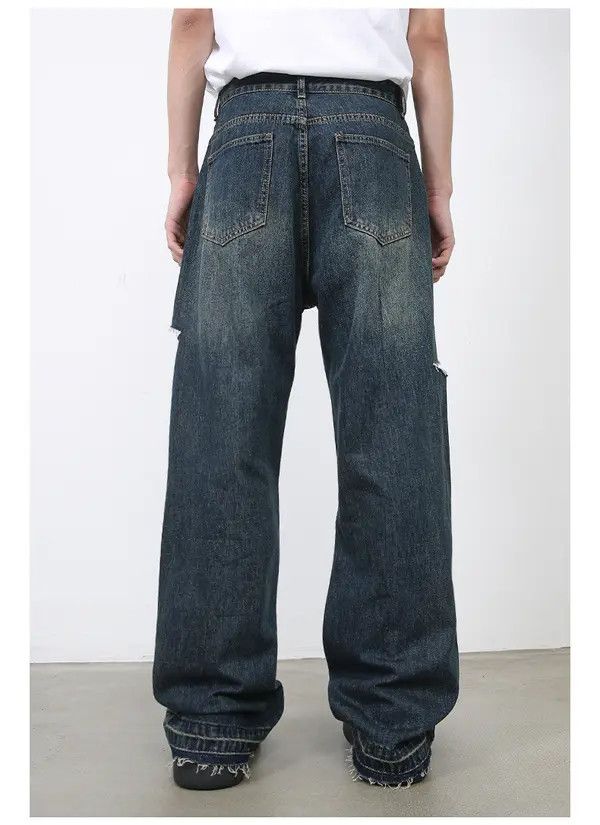 Japanese Brand Distressed straight loose wide-leg versatile ripped jeans Size US 32 / EU 48 - 5 Thumbnail