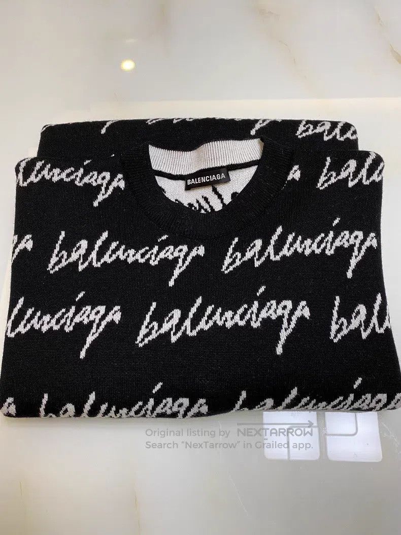 Balenciaga Balenciaga Signature Logo Loose Knit Sweater Size US XS / EU 42 / 0 - 3 Thumbnail