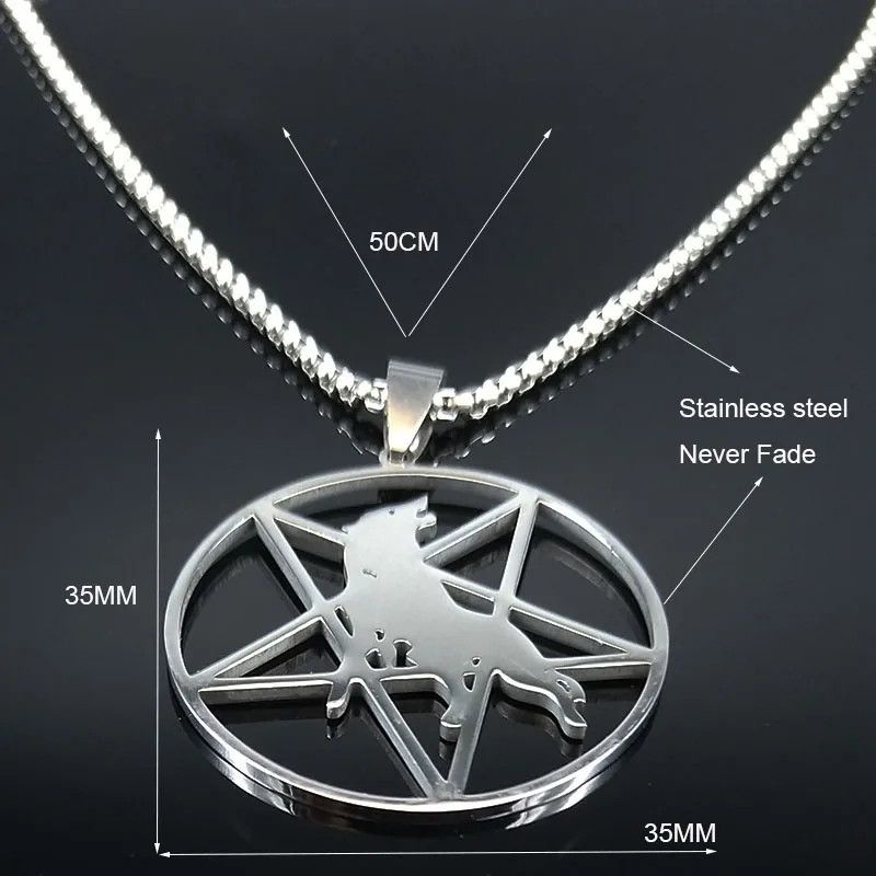 Jewelry Pentagram Wolf Pendant Charms Necklace Emblem Talisman Size ONE SIZE - 6 Thumbnail