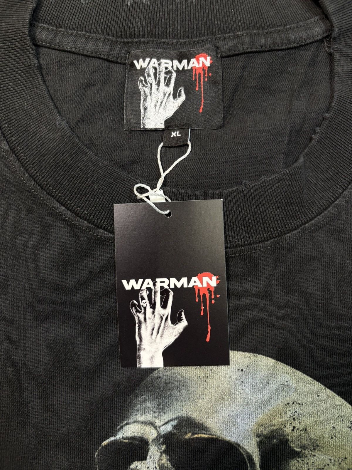 Vintage Warman Skeleton on Fire Graphic T-Shirt, Washed Black Size US XL / EU 56 / 4 - 8 Thumbnail