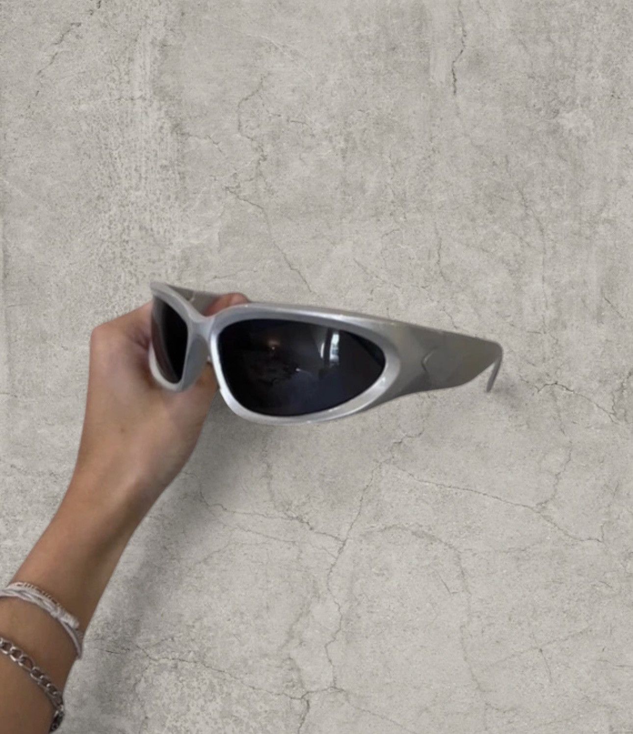Japanese Brand Cool UV400 alien sunglasses, silver/ black lens. One size Size ONE SIZE - 1 Thumbnail