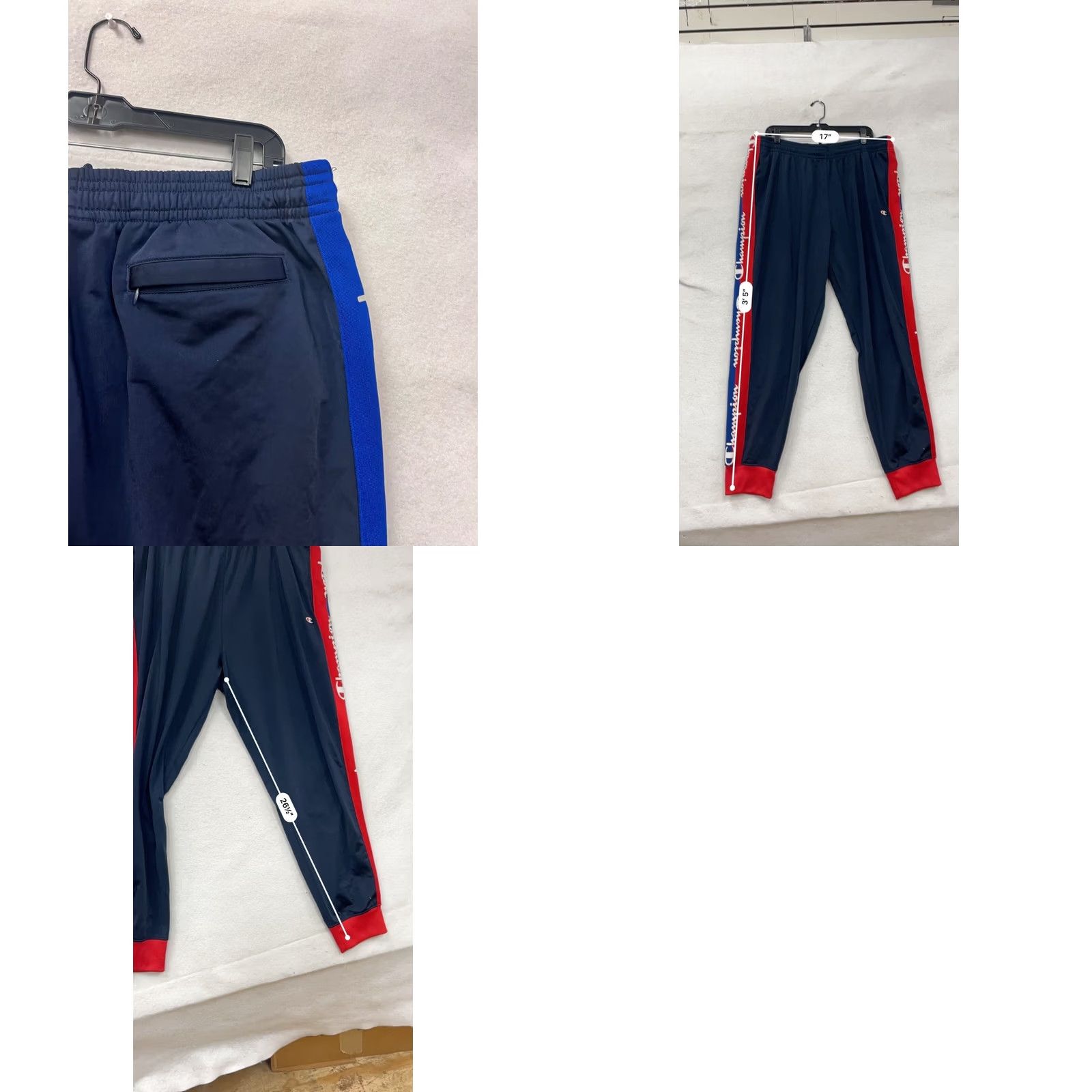 Champion Champion Track Pants Men 3XL Navy Side Logo Taping Activewear Polyester Ribbed Cuffs Size US 39 - 8 Thumbnail
