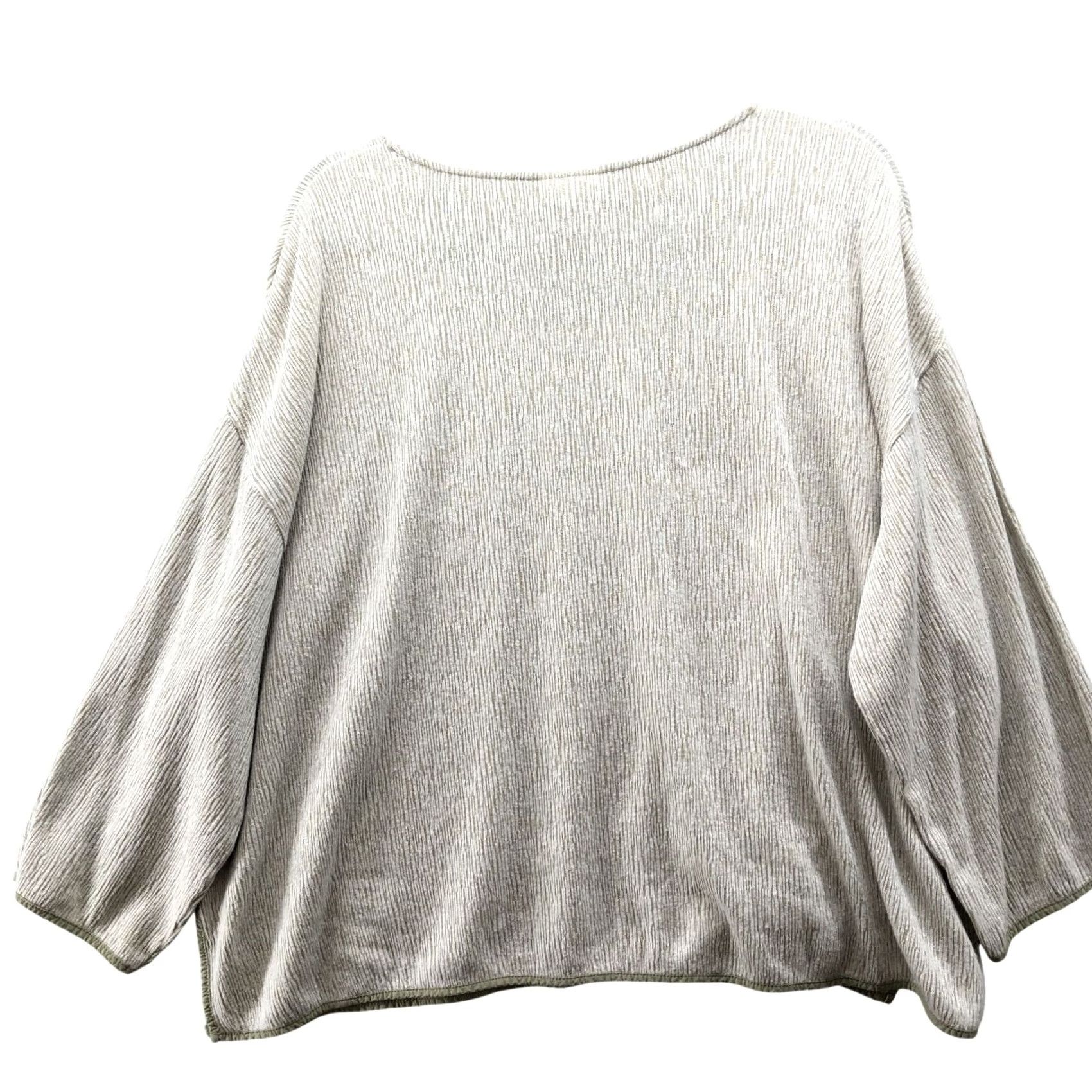 J. Jill J. Jill Linen Blend Long Sleeve Top Womens XL Sage Green Ribbed Round Neck Shirt Size XL / US 12-14 / IT 48-50 - 2 Thumbnail