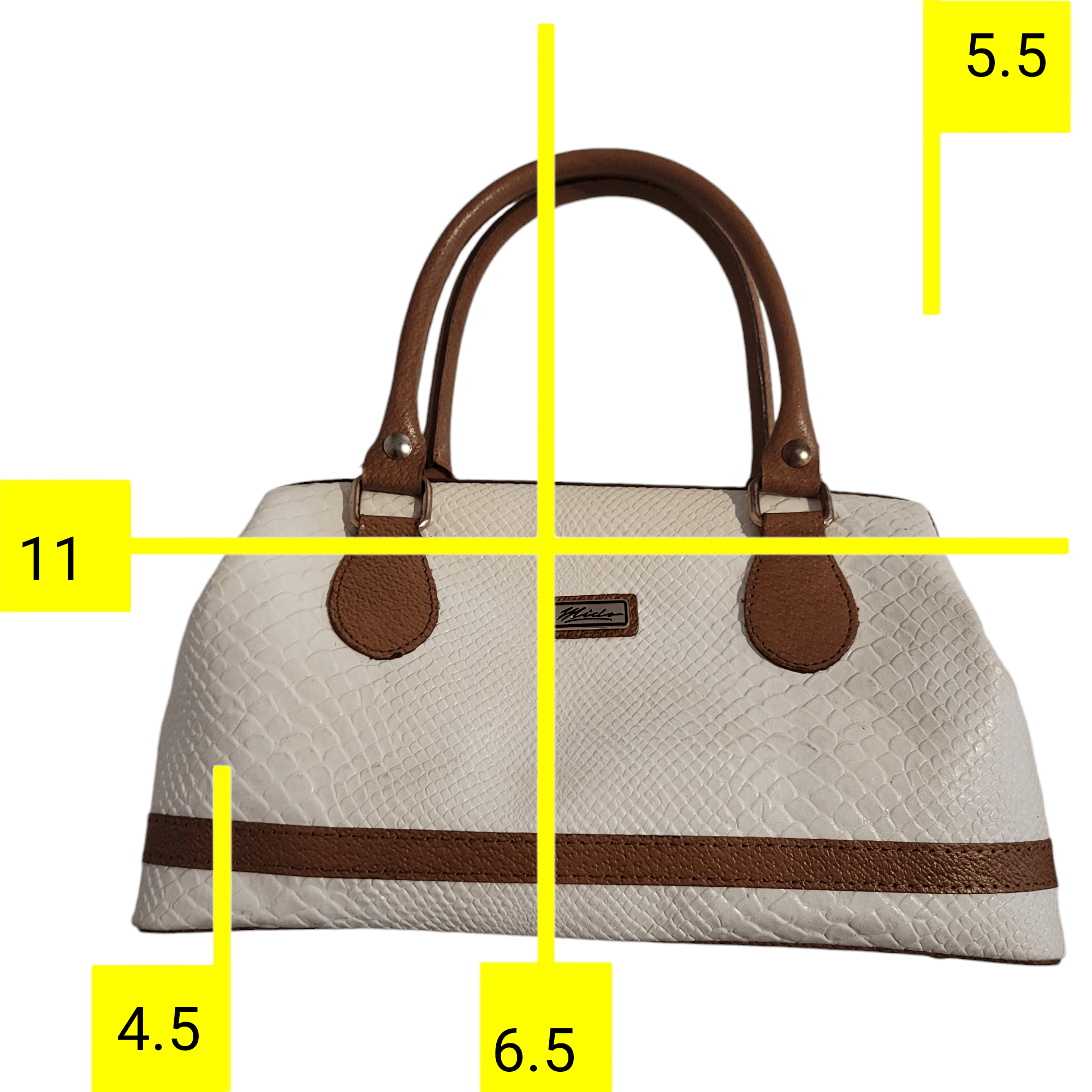 NBDN Nobrandedon Mido Leather White & Tan Snake Alligator Top Handle Bag Size ONE SIZE - 5 Thumbnail