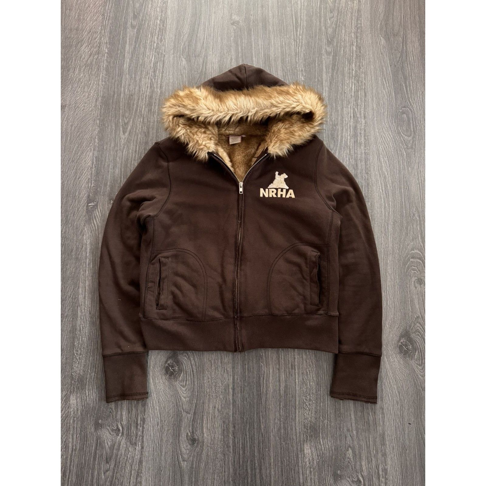Vintage Vintage NRHA Brown Cropped Fur Hoodie Size US S / EU 44-46 / 1 - 1 Thumbnail