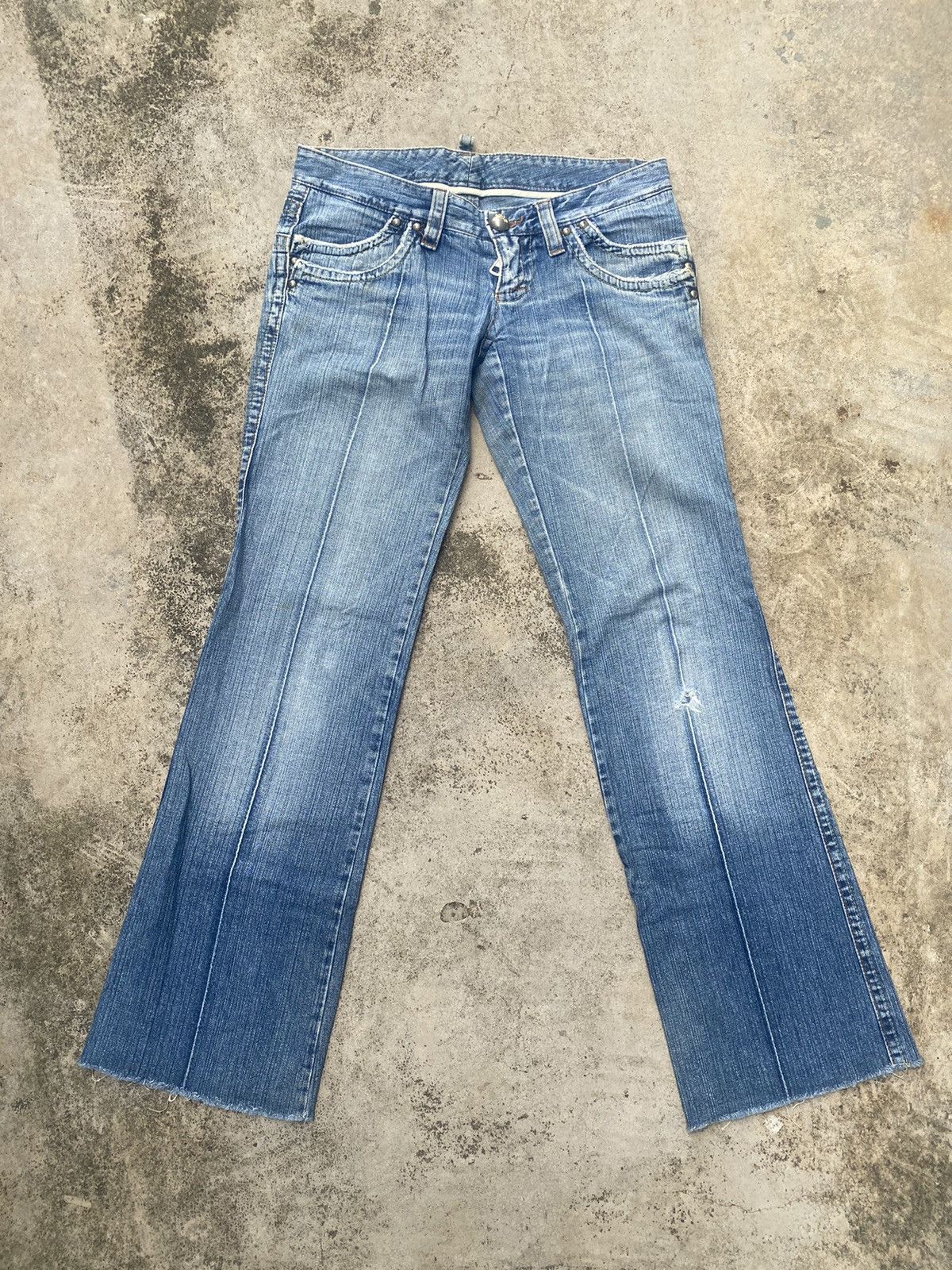 Designer × Dsquared2 × If Six Was Nine Flare Jeans Dsquared2 Faded Blue Low Rise Size US 31 - 3 Thumbnail