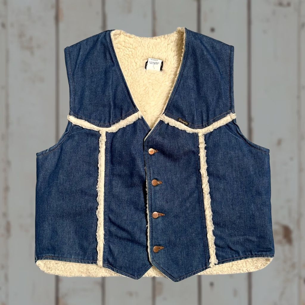 Wrangler Vintage Wrangler Denim Vest USA Shearling Lined Western 14oz VL561NV XL Size US XL / EU 56 / 4 - 1 Thumbnail
