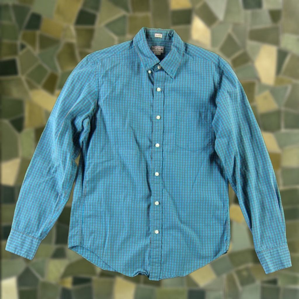 J.Crew J.Crew Tailored Grey Blue Plaid Button Up Cotton Long Sleeve Slim Fit Shirt M Size US M / EU 48-50 / 2 - 1 Thumbnail