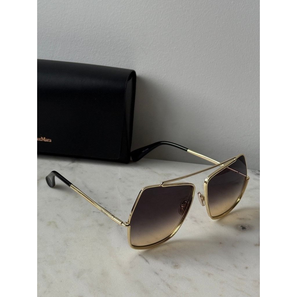 Max Mara NEW Max Mara MM0102 Petite Elsa Sunglasses Gold Smoke Size ONE SIZE - 6 Thumbnail