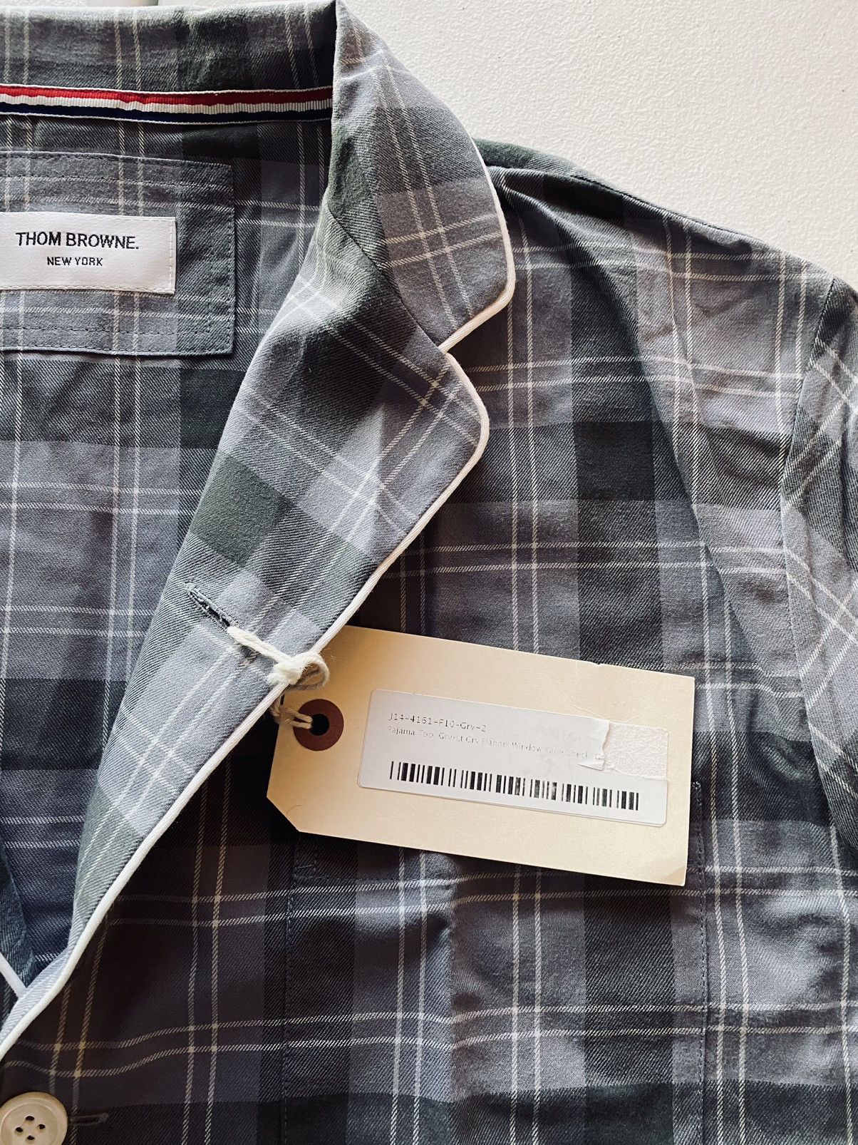 Thom Browne Thom Browne grey/lt grey flannel windowpane check top 2 NWT Size US M / EU 48-50 / 2 - 14 Thumbnail