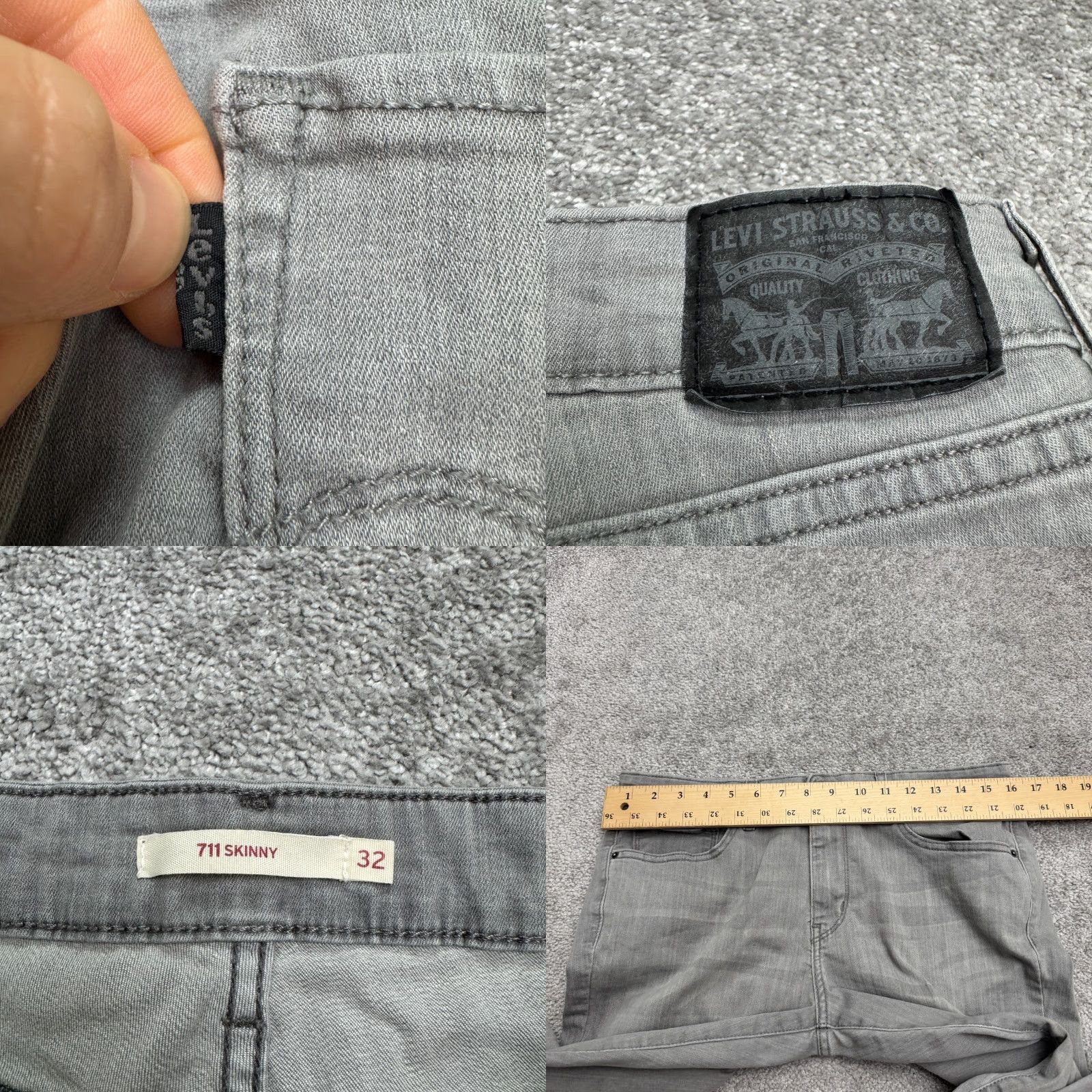 Levi's Levi's 711 Skinny Denim Jeans Womens 32 Gray Mid Rise Slim Fit Stretch Casual Size 24" / US 00 / IT 34 - 8 Thumbnail