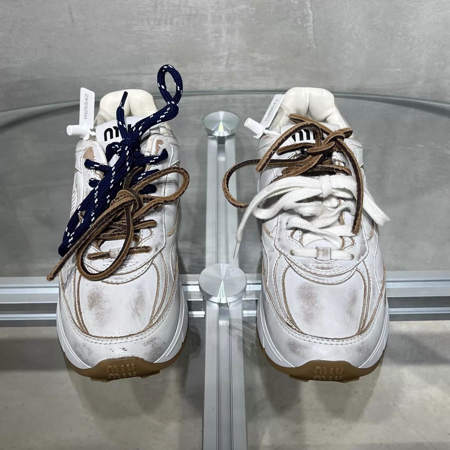 Miu Miu Miu Miu x NB Distressed White 35 Women's Sneakers Size US 4.5 / IT 34.5 - 1 Thumbnail