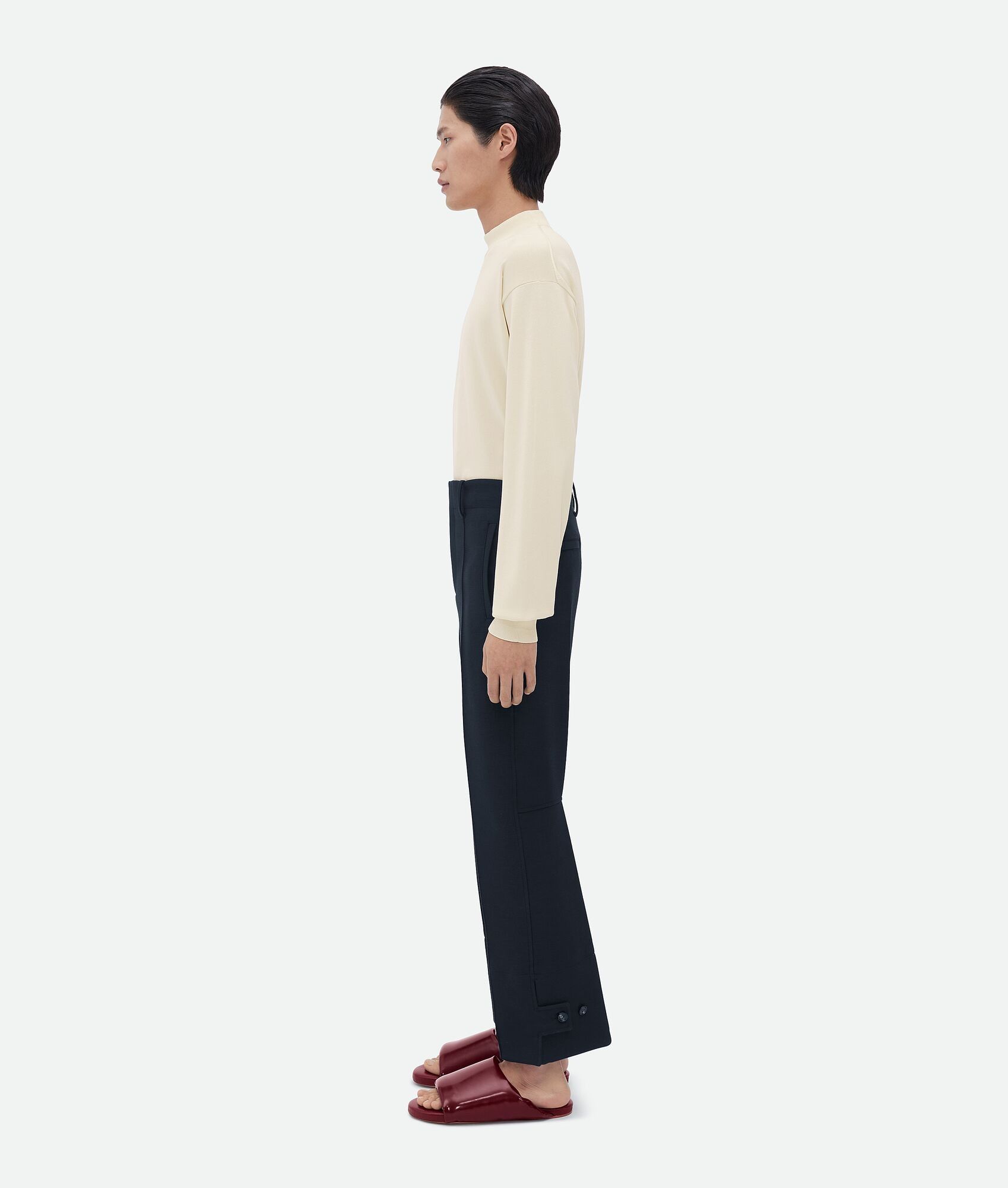 Bottega Veneta o1n1vont1224 Wide Leg Melange Wool Pants in Navy Size US 34 / EU 50 - 2 Thumbnail