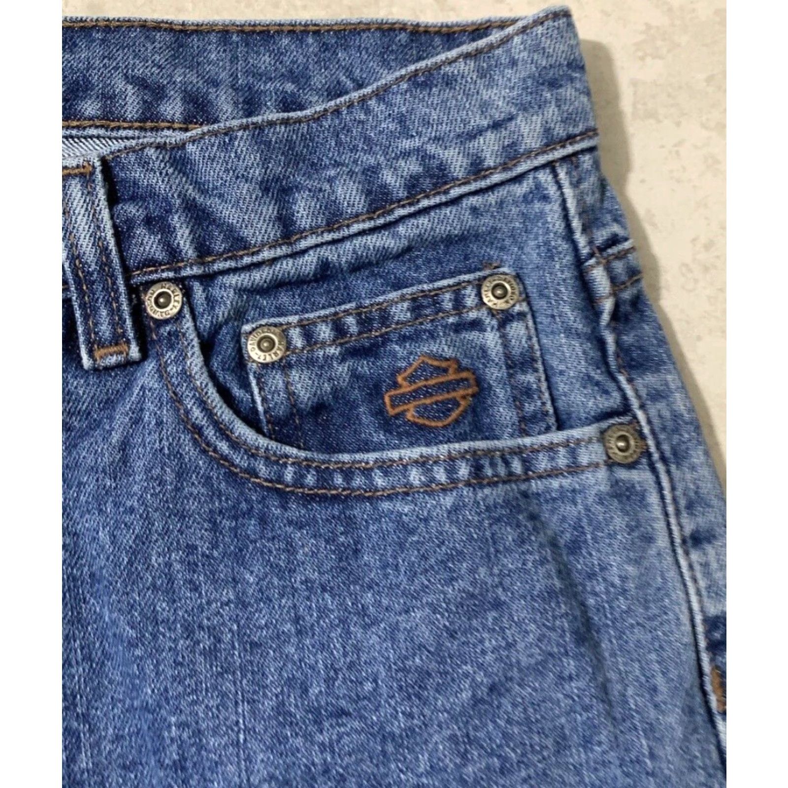 Harley Davidson VINTAGE Harley-Davidson Denim Jeans Boot Cut Women 12 Regular Blue Medium 32x32 5-Pocket Mens Girls Size 34" / US 12 / IT 48 - 4 Thumbnail
