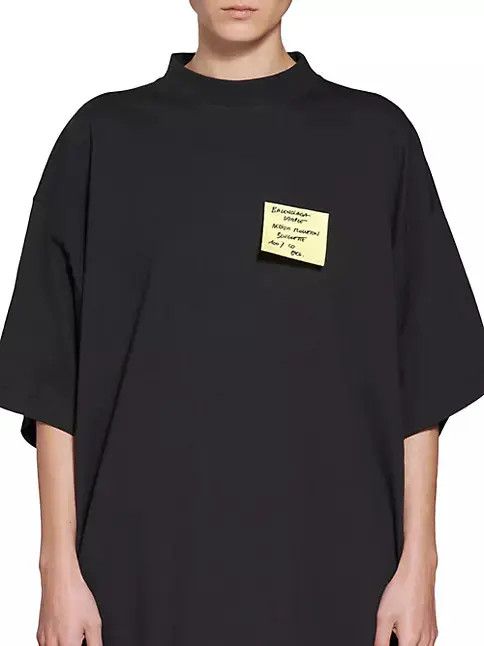 Balenciaga o1w1db11224 Sticky Note T-Shirt Oversized in Black Size US M / EU 48-50 / 2 - 5 Thumbnail