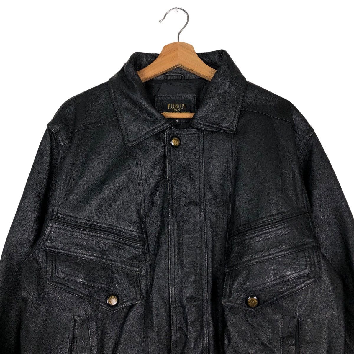Japanese Brand 🔥Biker Leather Jacket F Concept Men Gold Issey Miyake Size US M / EU 48-50 / 2 - 3 Thumbnail