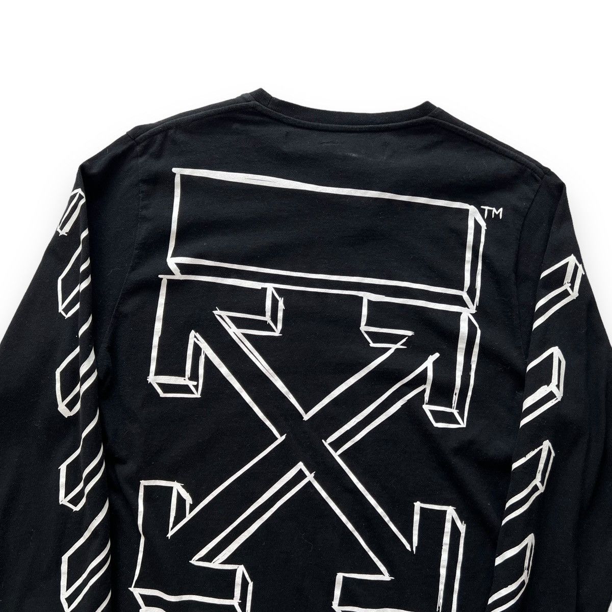 image of Off White Off-White Diagonal Marker Arrows Long Sleeve T Shirt in Black, Men's (Size Medium)