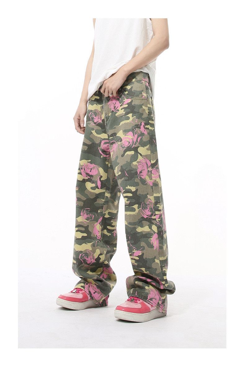 Japanese Brand × Jean Fashion pink rose camouflage heavy loose straight jeans Size US 32 / EU 48 - 4 Thumbnail