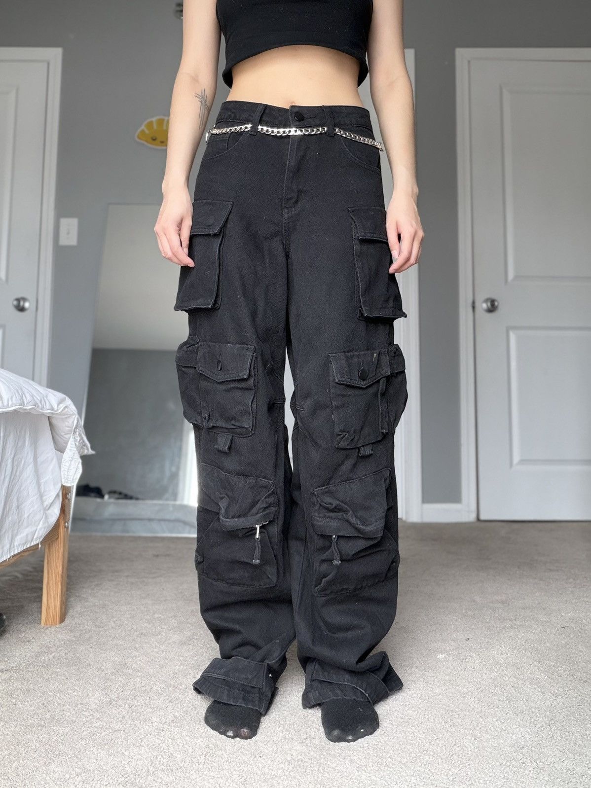 THE KRIPT THE KRIPT Pixely Cargo Jeans Black Size 26" / US 2 / IT 38 - 7 Thumbnail