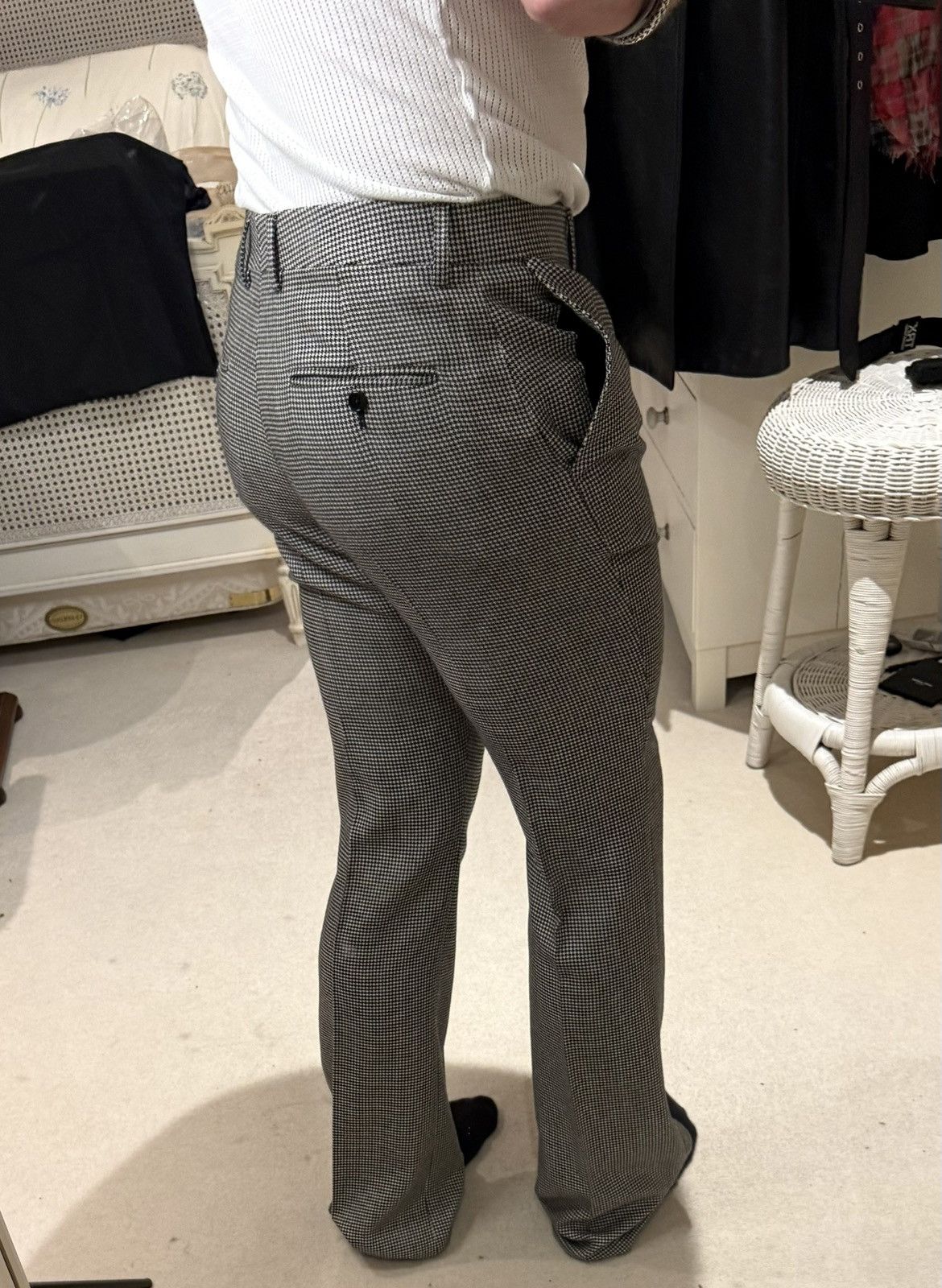 Celine SS23 Celine Houndstooth cashmere Flared Pants Hedi Slimane Size 40L - 5 Thumbnail
