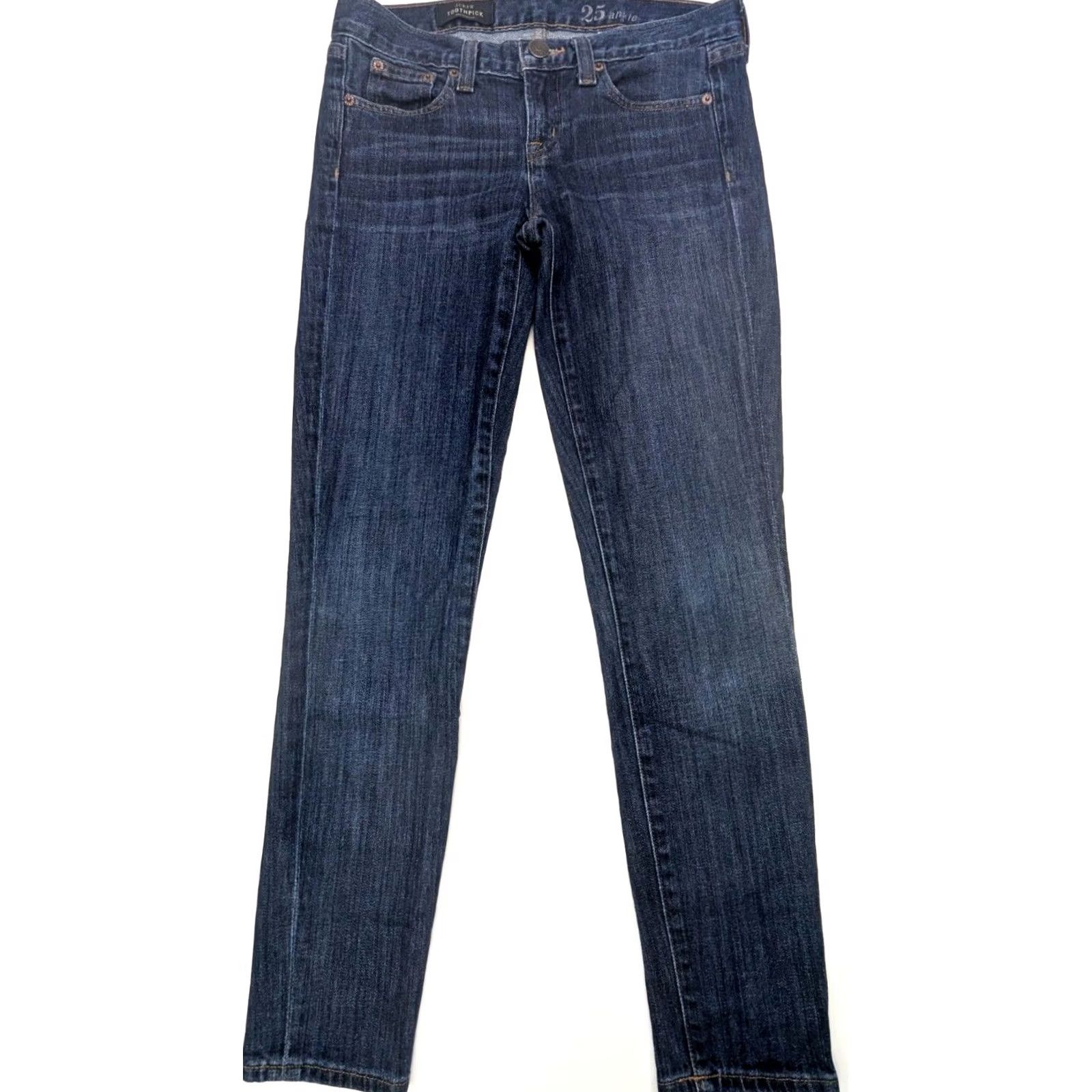 J.Crew J.CREW Toothpick Skinny Jeans Women 25 Blue Stretch Ankle Tapered 28x30 Mid Rise Jeans Size 42" / US 20 - 2 Thumbnail