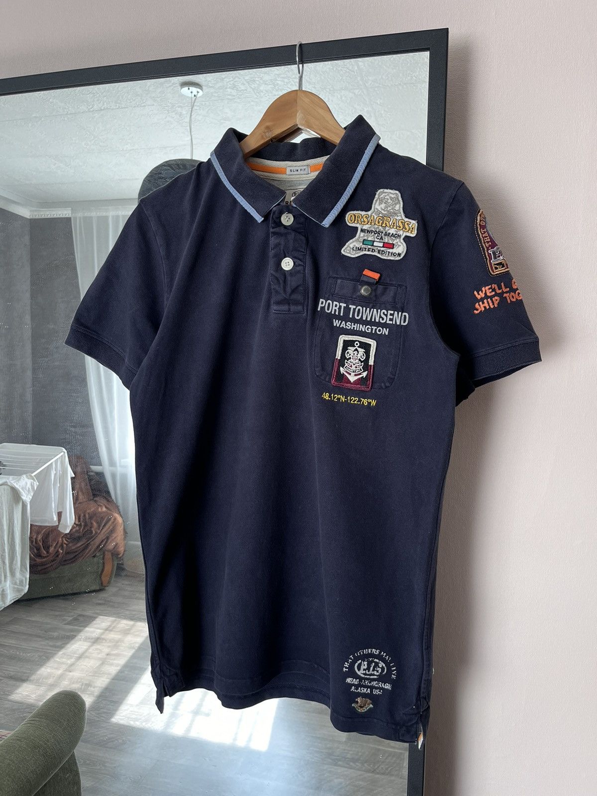 Parajumpers Navy embroidered Slim Fit polo Parajumpers Size US L / EU 52-54 / 3 - 1 Thumbnail