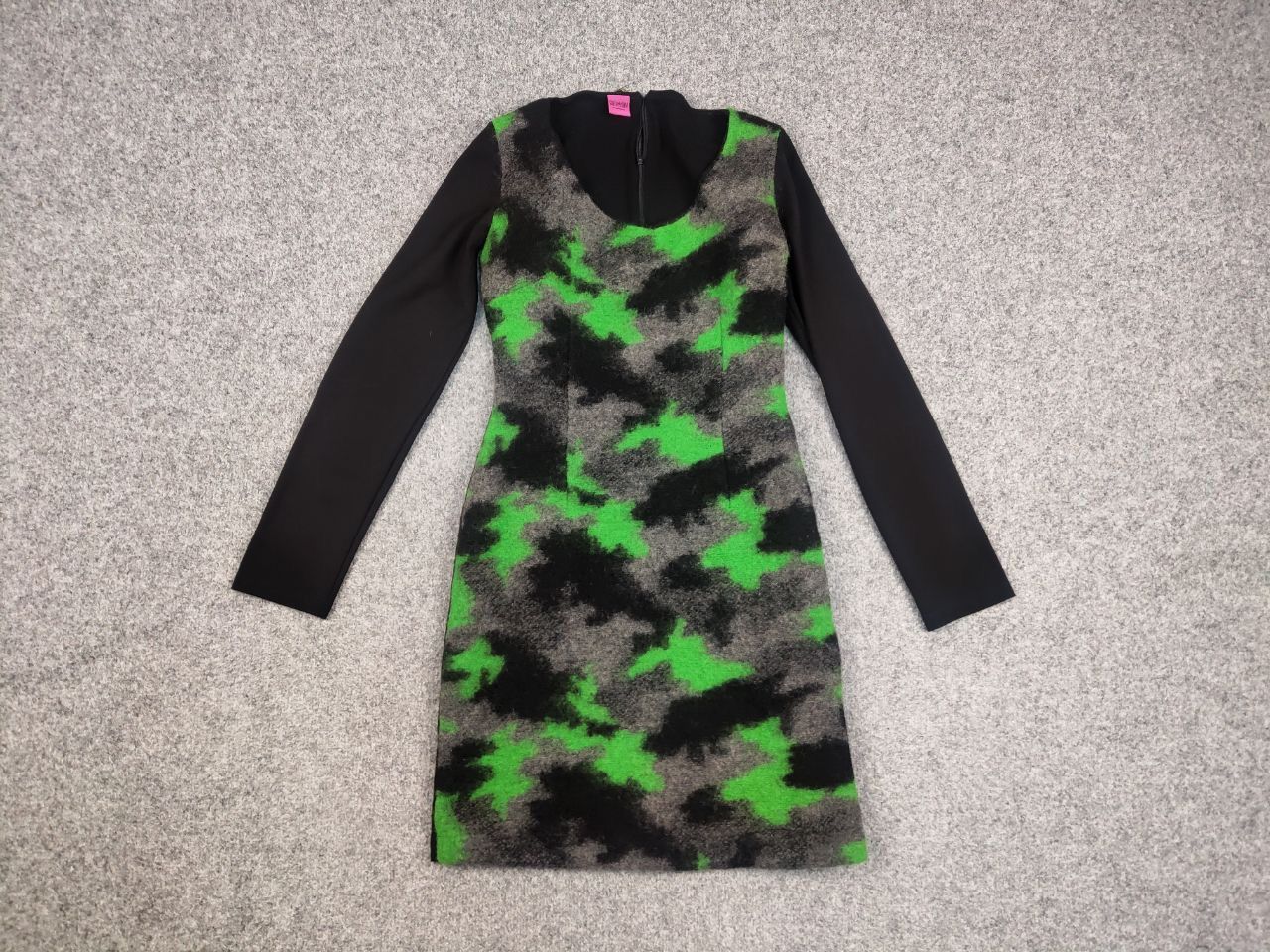 Designer Save The Queen dress Long Sleeve Jersey Wool Camo Size L / US 10 / IT 46 - 10 Thumbnail