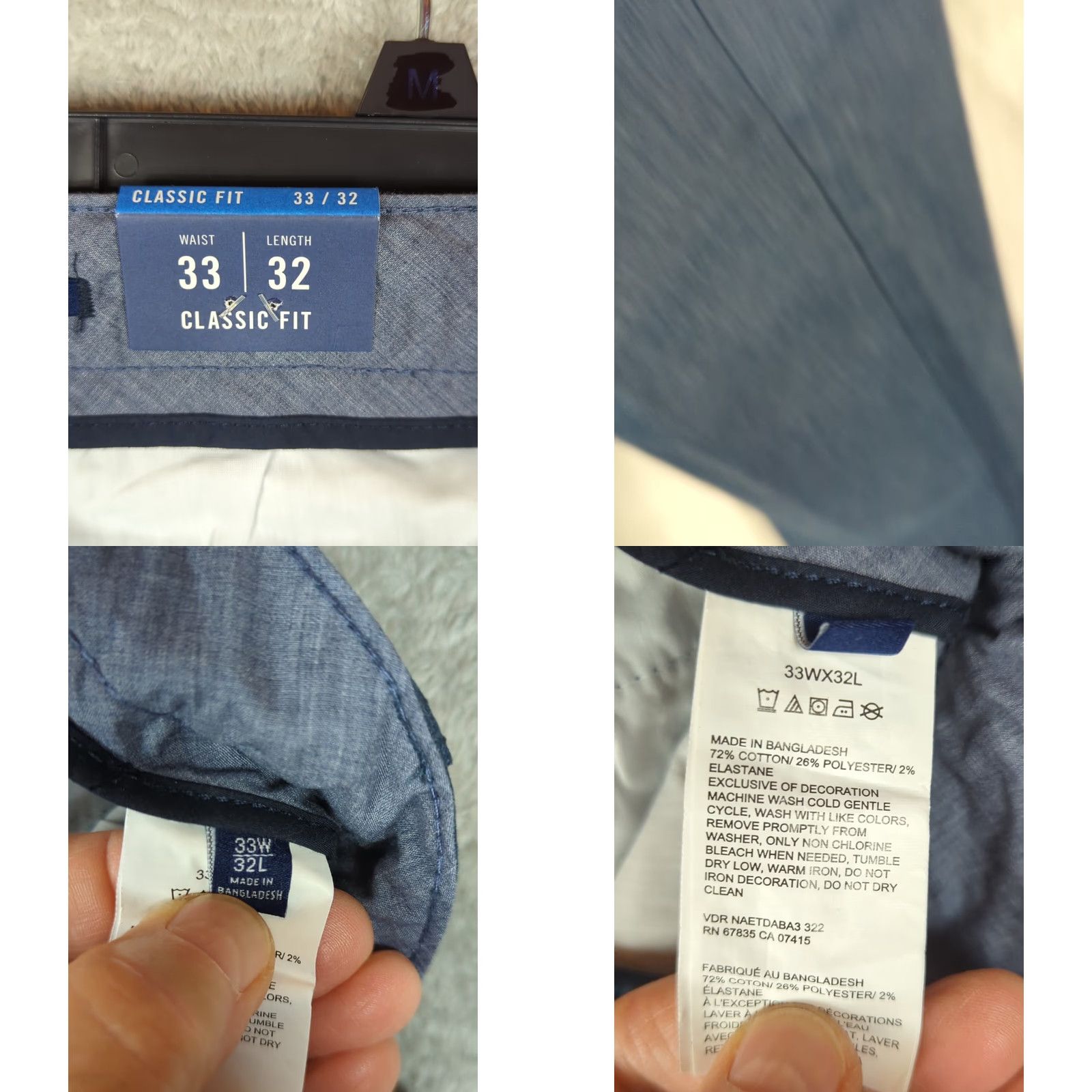 Nautica Nautica Men's Pants 33x32 Chino Classic Fit Blue NauticaFlex Logo Pockets Flat Front Straight Leg Regular Size 33 Inseam 32 Amazon/Shopper Friendly Size US 33 - 10 Thumbnail