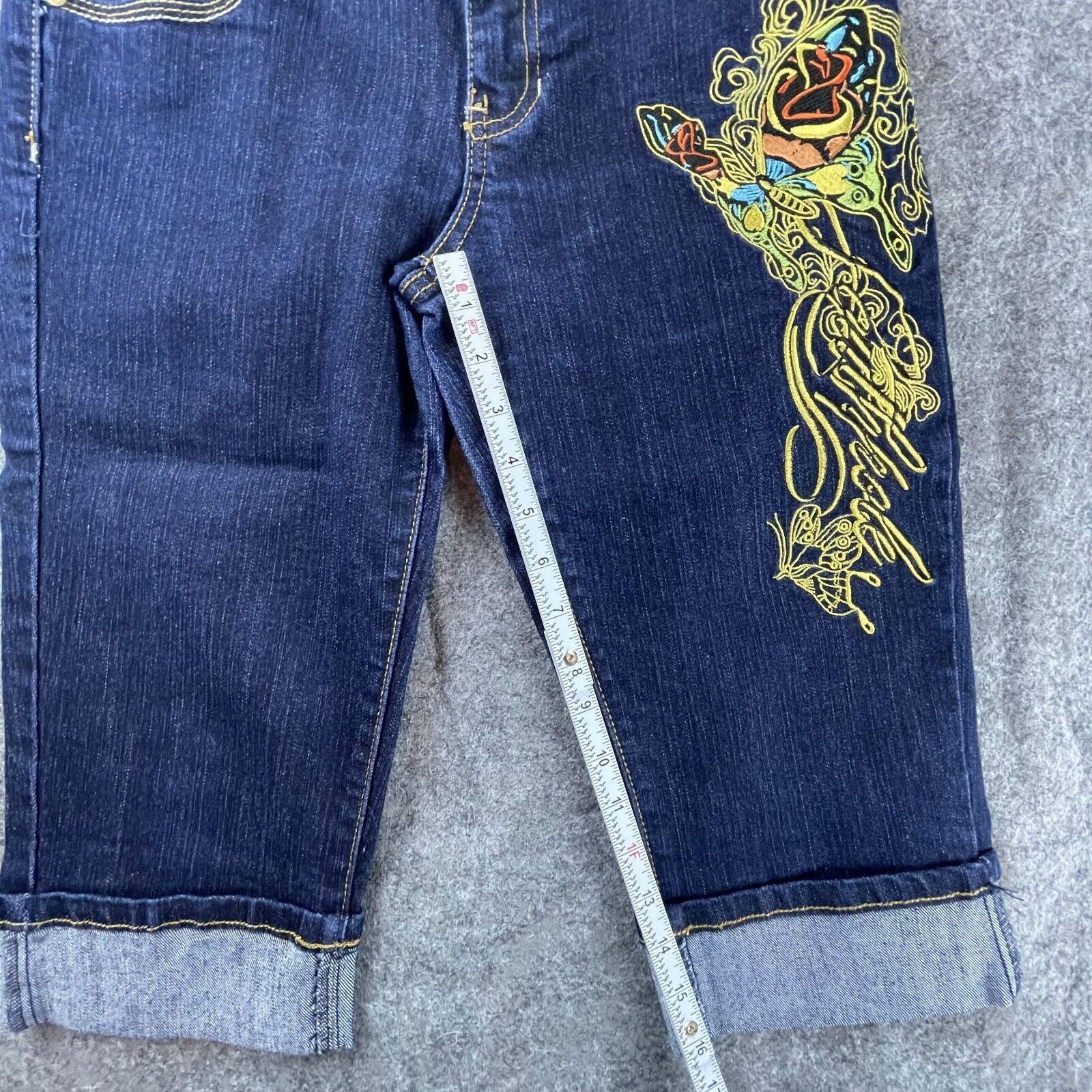 Southpole Southpole Jean Shorts Womens 7 Butterfly Embroidered Y2K 90s Size 29" - 5 Thumbnail