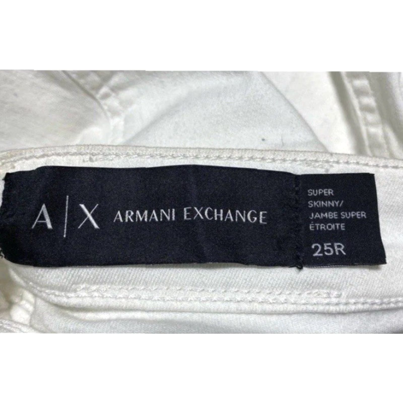 Armani Exchange VINTAGE Armani Exchange White MidRise Skinny Jeans 25R Womens Regular 26in Inseam Denim 5-Pocket Zipper Distressed Shine? Size 42" / US 20 - 6 Thumbnail