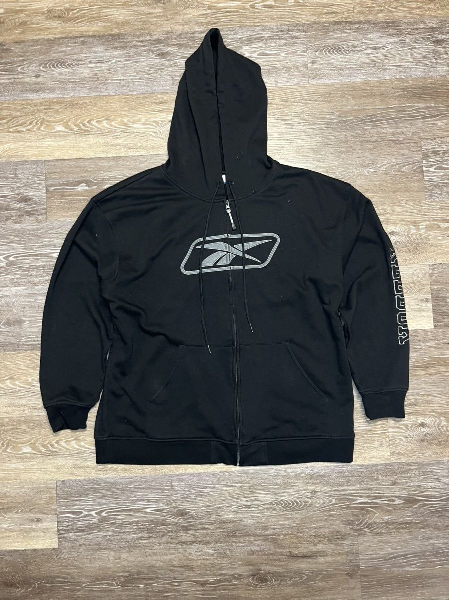Reebok × Vintage Black & Grey Vintage Reebok Logo Zip Up Side Logo On Arm Size US L / EU 52-54 / 3 - 2 Thumbnail