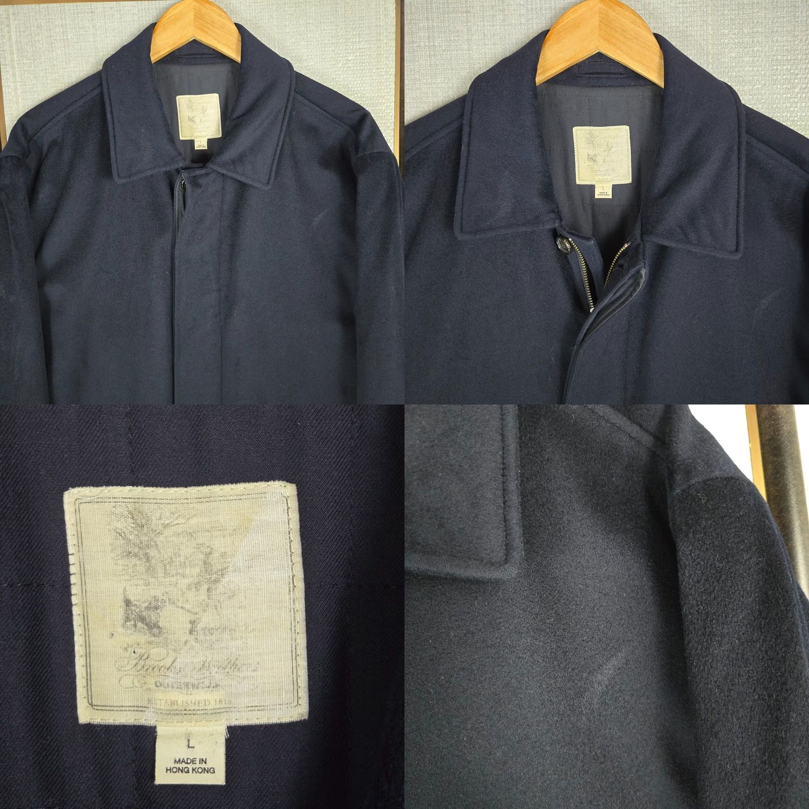 Brooks Brothers Brooks Brothers x Loro Piana Storm System Mens Coat Jacket Wool 100% Full Zip Navy Blue Regular Large Size US L / EU 52-54 / 3 - 8 Thumbnail