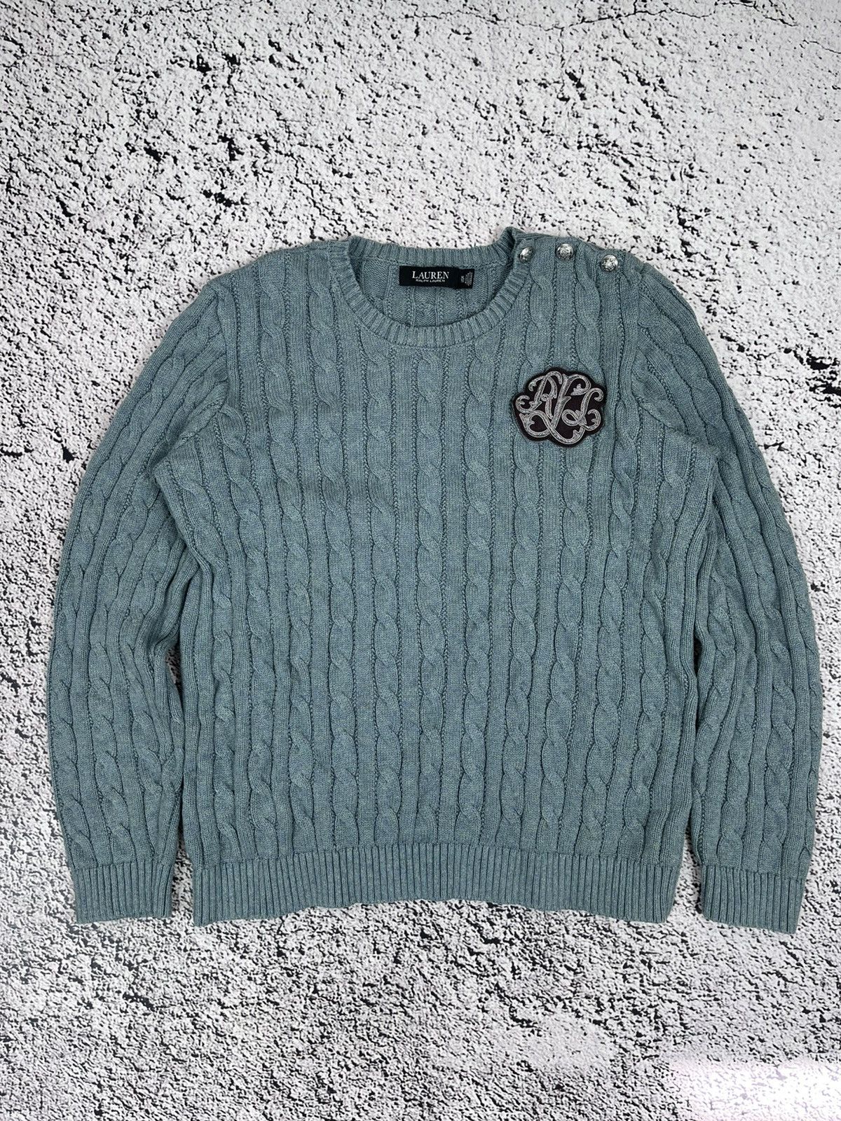 Ralph Lauren Black Label Vintage Y2K Ralph Lauren Black Tag Cable Knit Logo Sweater Size XL / US 12-14 / IT 48-50 - 2 Thumbnail