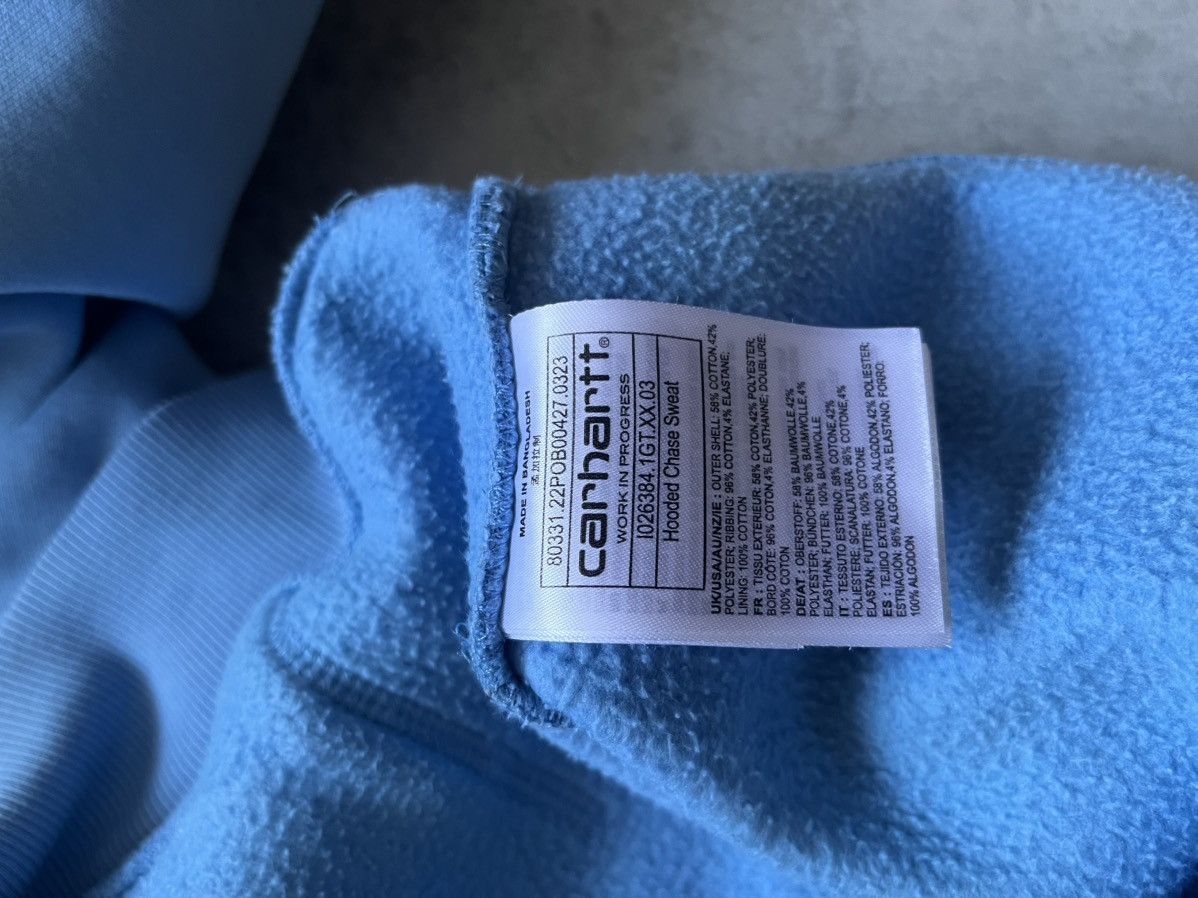 Carhartt Distressed Carhartt WIP Chase Hoodie in Baby Blue Custom M Size US M / EU 48-50 / 2 - 10 Thumbnail