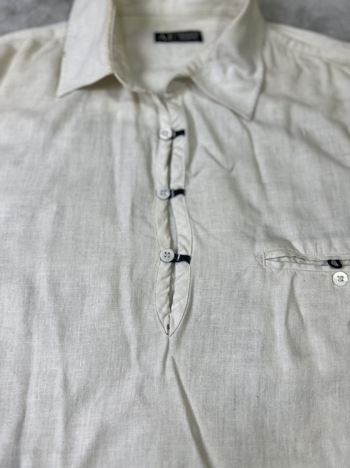 Armani Vintage Armani Jeans Linen Cotton Pullover Shirt Cream Beige Size US XL / EU 56 / 4 - 4 Thumbnail