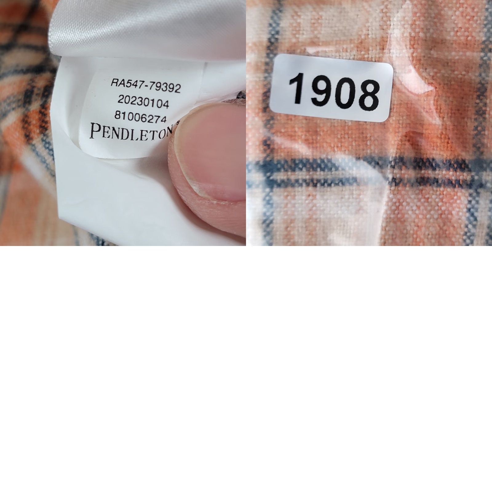 Pendleton VINTAGE Pendleton Orange Western Wear Men's Large Pearl Snap Wool Shirt Plaid Size US L / EU 52-54 / 3 - 10 Thumbnail