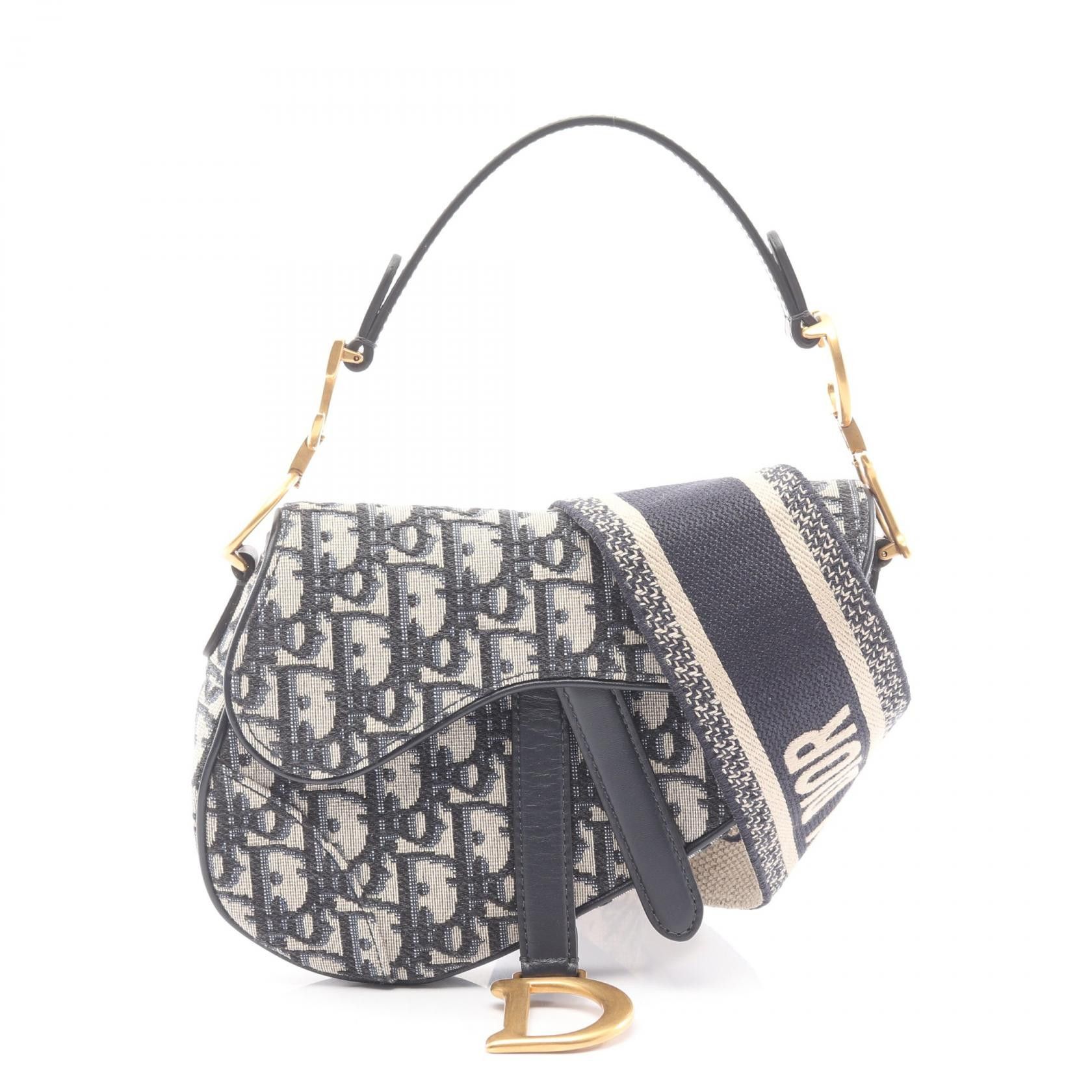 Dior Dior Dior Saddle Bag Oblique Jacquard Canvas Leather Shoulder Bag Textile Crossbody Bag DUTY FREE for USA Size ONE SIZE - 1 Thumbnail