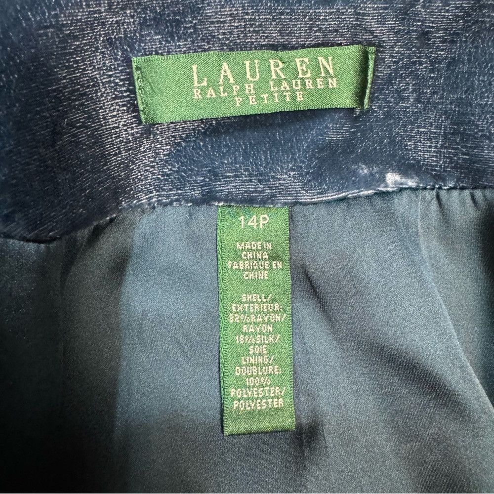 Ralph Lauren Ralph Lauren Silk Blend Velvet Teal Jacket Size 14 Petite Size XL / US 12-14 / IT 48-50 - 8 Thumbnail