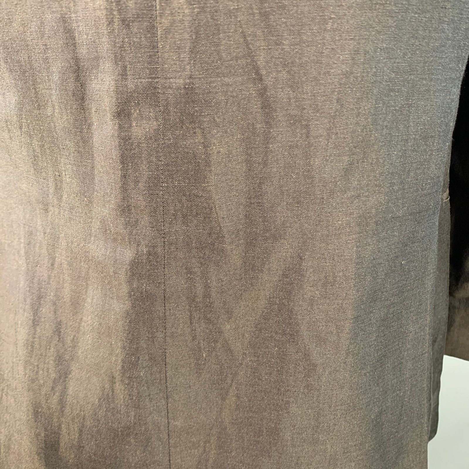 Ermenegildo Zegna ERMENEGILDO ZEGNA Regular Brown Silk Linen Twill Sport Coat Size 44R - 4 Thumbnail