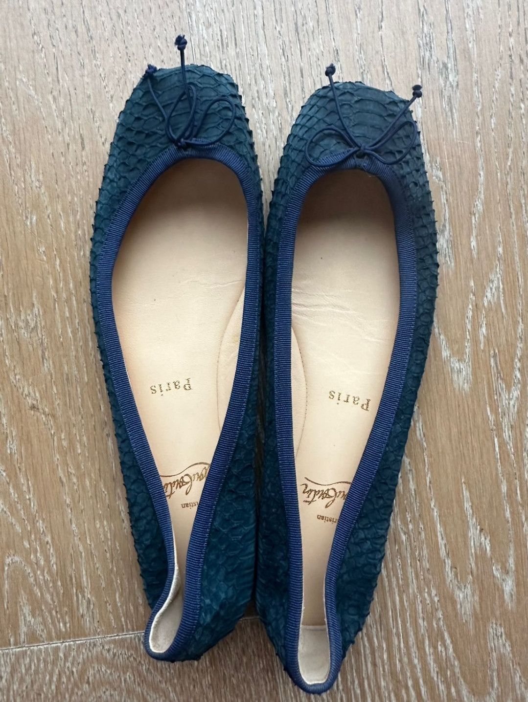 Christian Louboutin Blue Python Leather Rosella Ballet Flats
