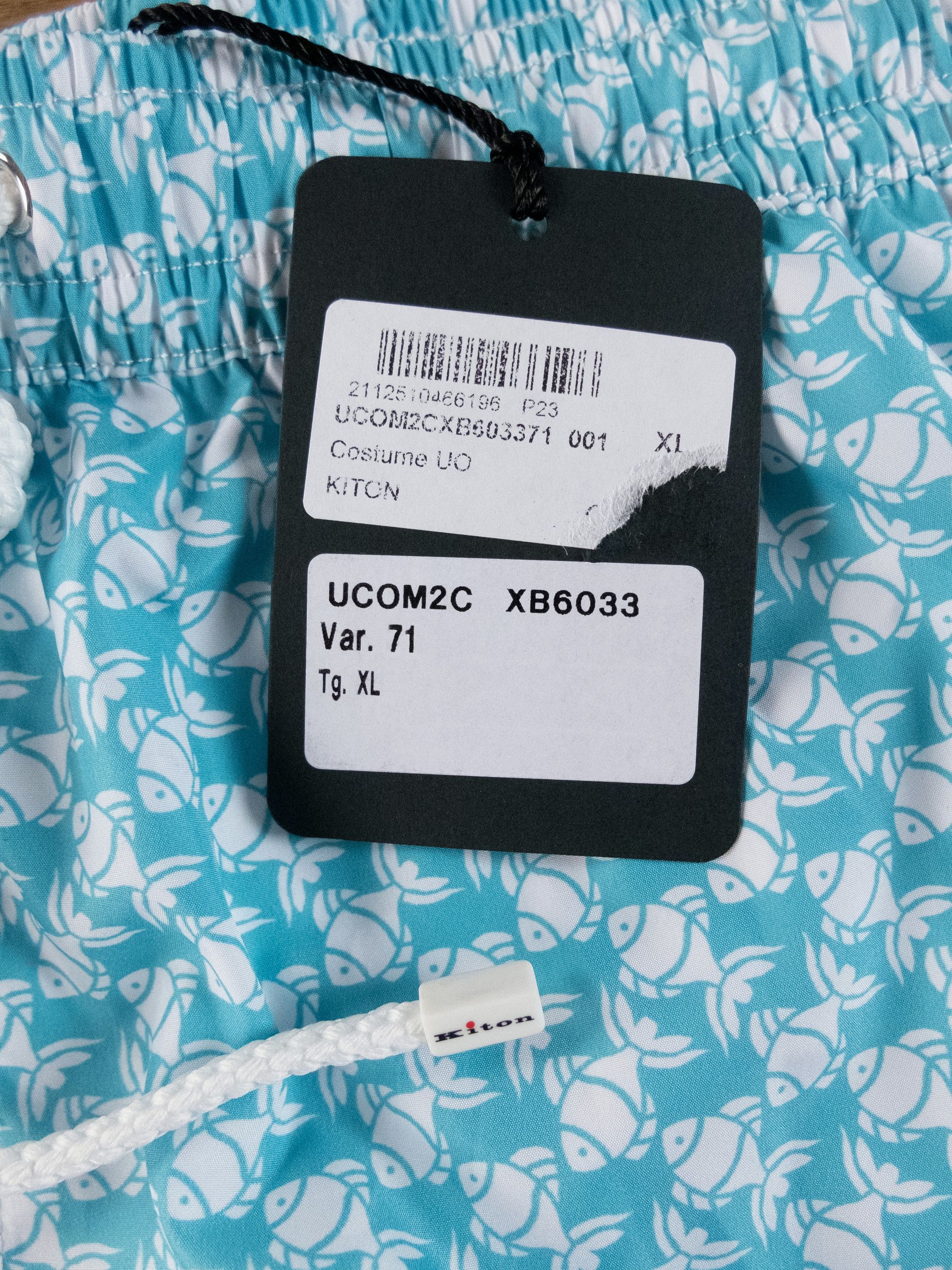 Kiton KITON Napoli blue & white fish print nylon swim shorts XL Size US 36 / EU 52 - 2 Thumbnail