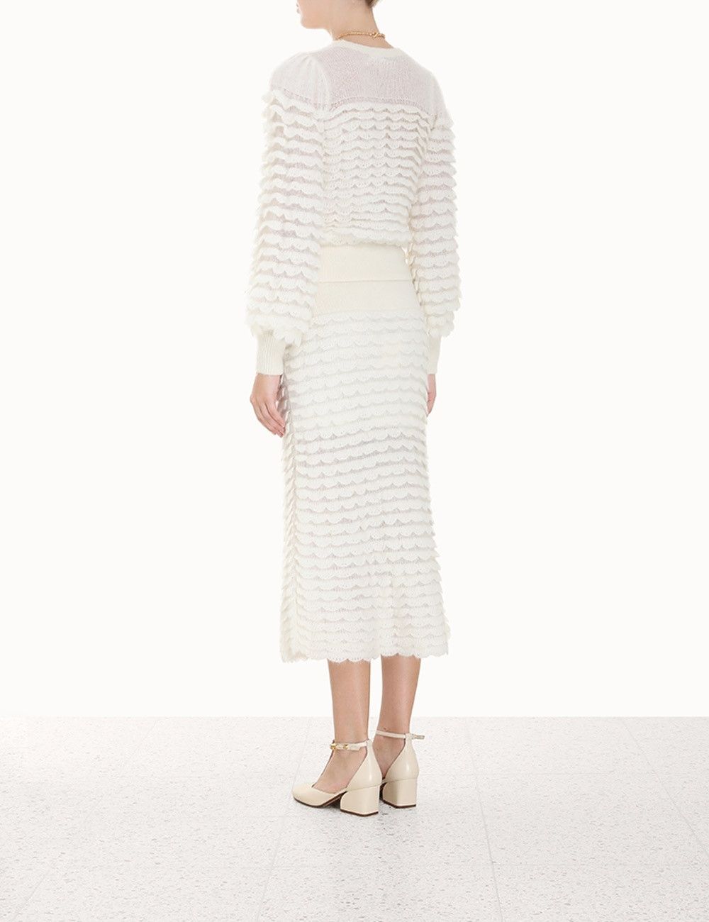 Zimmermann oc11z0425 Luminosity Scallop Skirt in Ivory Size 27" / US 4 / IT 40 - 5 Thumbnail