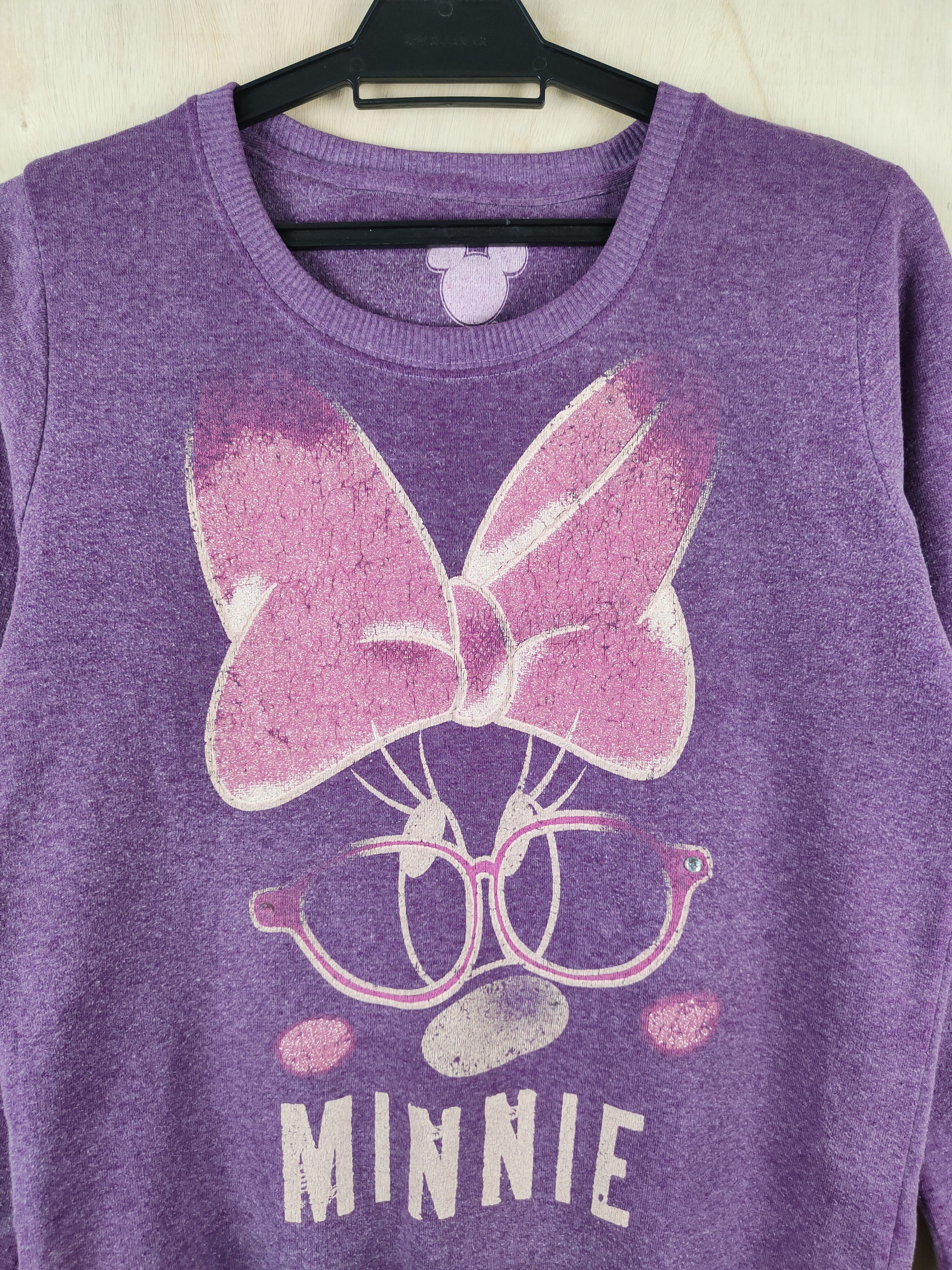 Cartoon Network Disney Purple big face Minnie Sweatshirts #S2582 Size S / US 4 / IT 40 - 2 Thumbnail