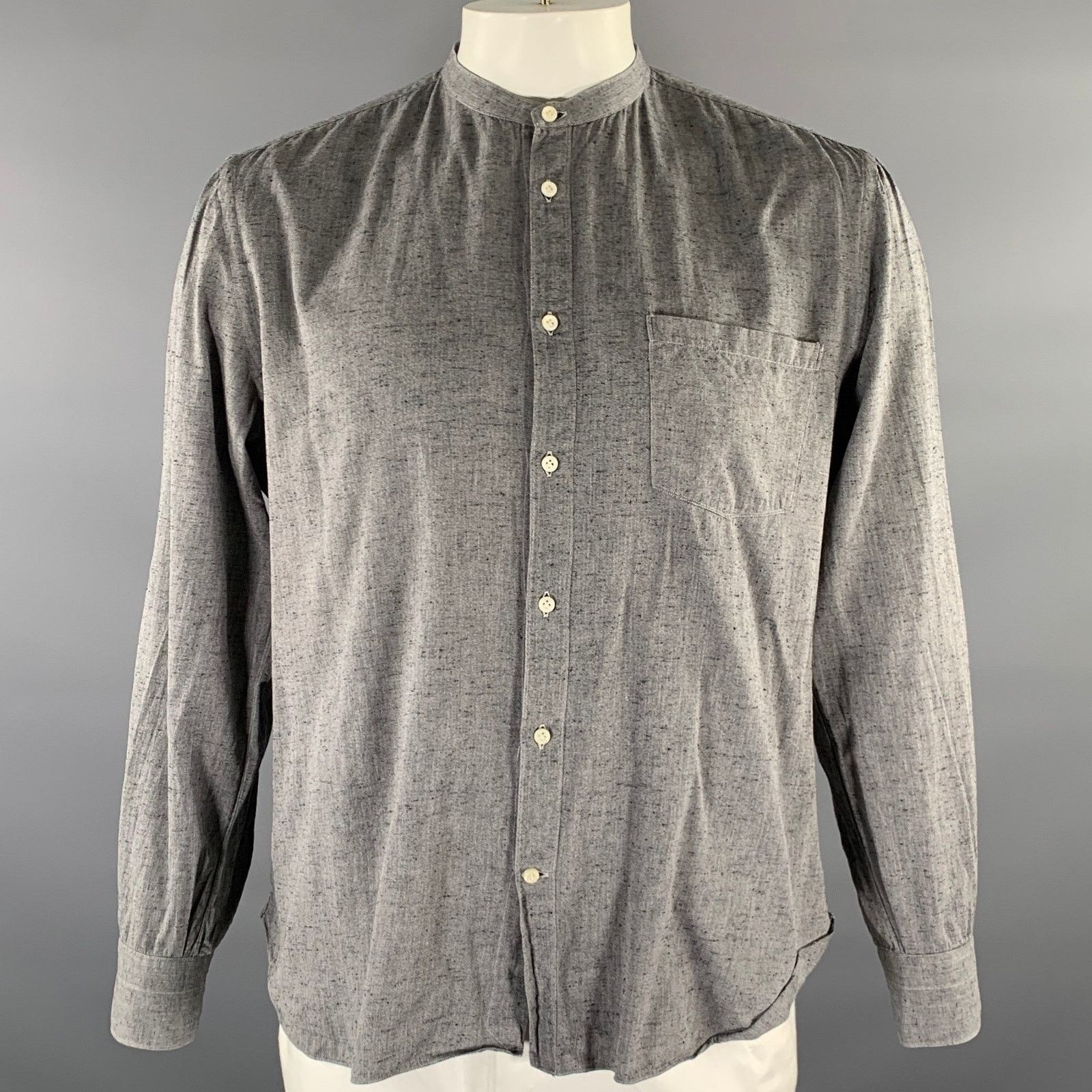 Eidos Napoli EIDOS Size L Grey Speckled Band Collar Long Sleeve Shirt Size US L / EU 52-54 / 3 - 1 Thumbnail