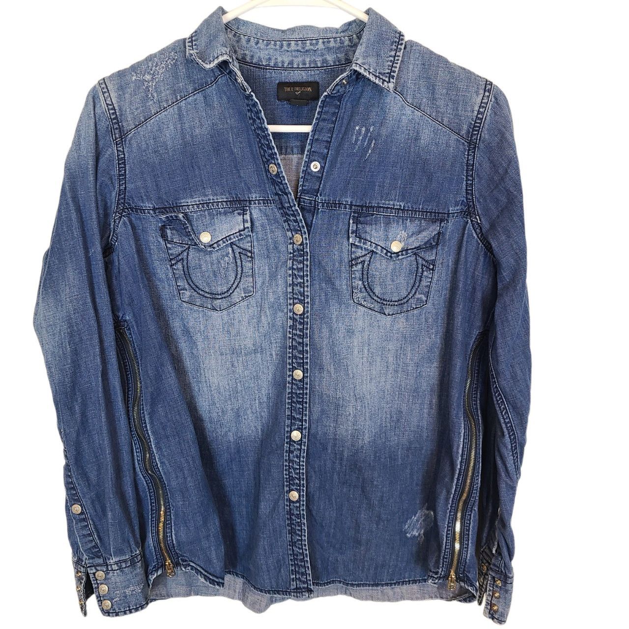 True Religion True Religion Denim Shirt Women XS Snap Western Cowgirl Size XS / US 0-2 / IT 36-38 - 1 Thumbnail