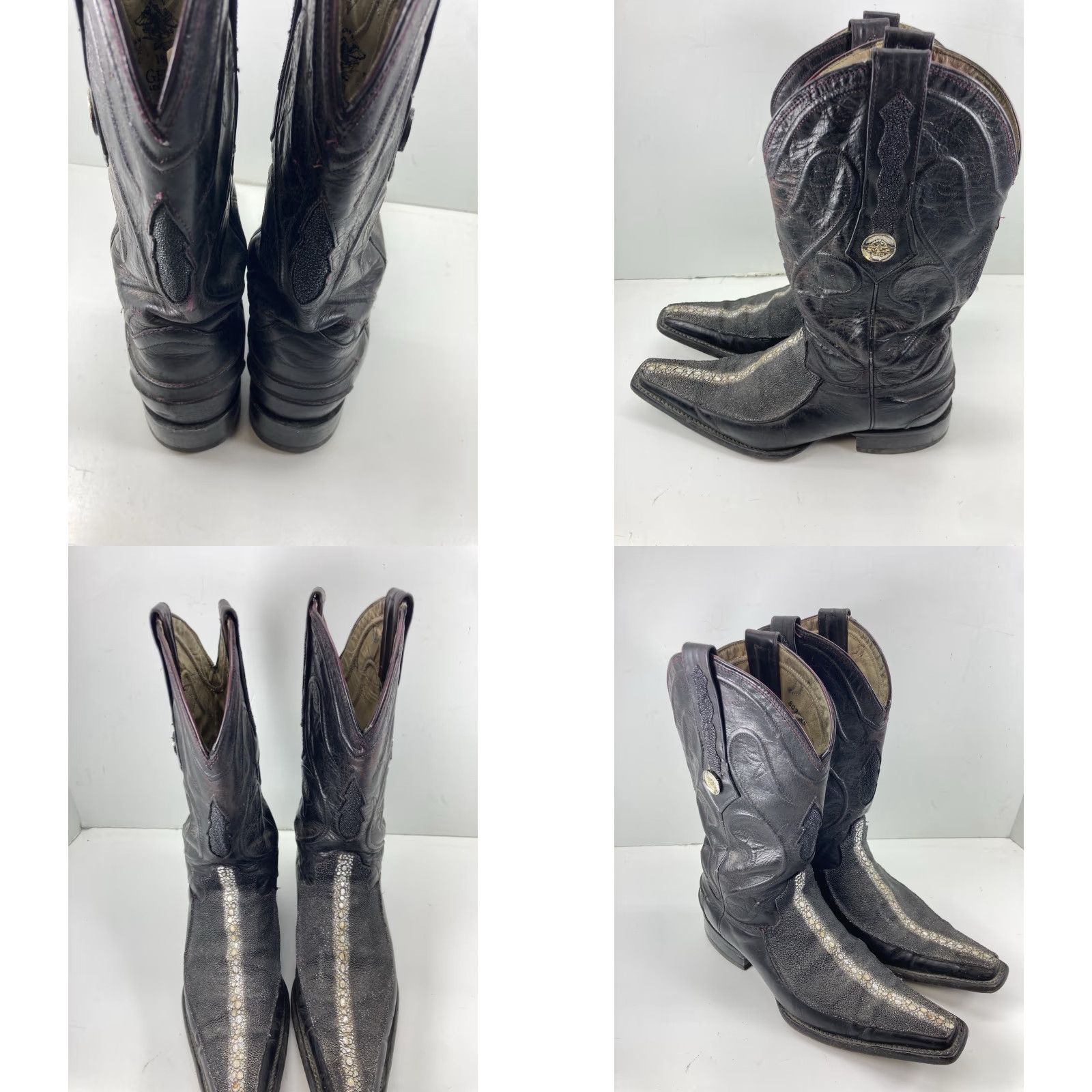 Vintage El General Stingray Boots Men Size 6.5 Black Exotic Leather Mexico Western VTG Size US 7 / EU 40 - 10 Thumbnail