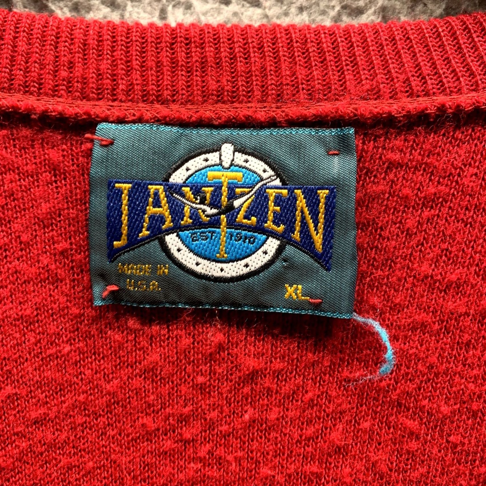 Jantzen VINTAGE Jantzen Sweater Mens XL Red Knit Acrylic V-Neck 80s Pullover Long Sleeve Knit 1A Size US XL / EU 56 / 4 - 7 Thumbnail