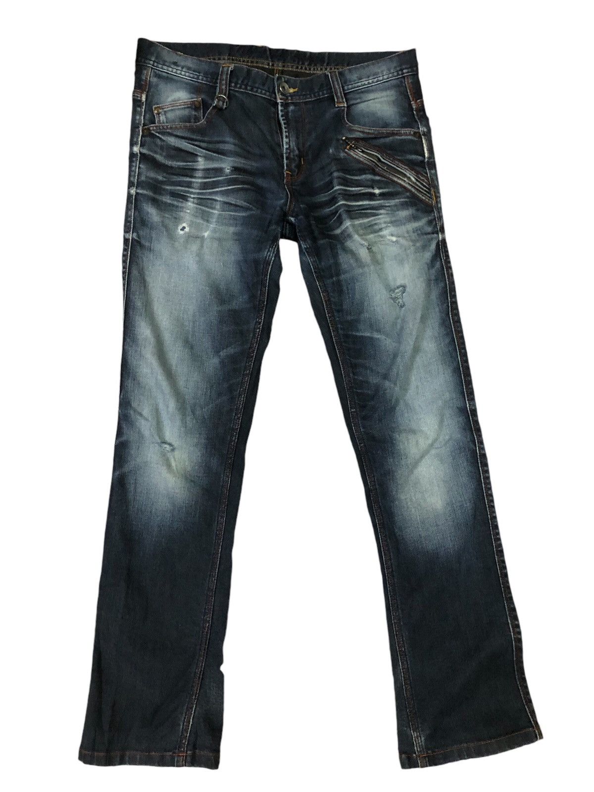 If Six Was Nine × Le Grande Bleu (L.G.B.) × Nicole Club Nicole Clube For Men boot Cut Distressed Denim Pants Size US 32 / EU 48 - 2 Thumbnail