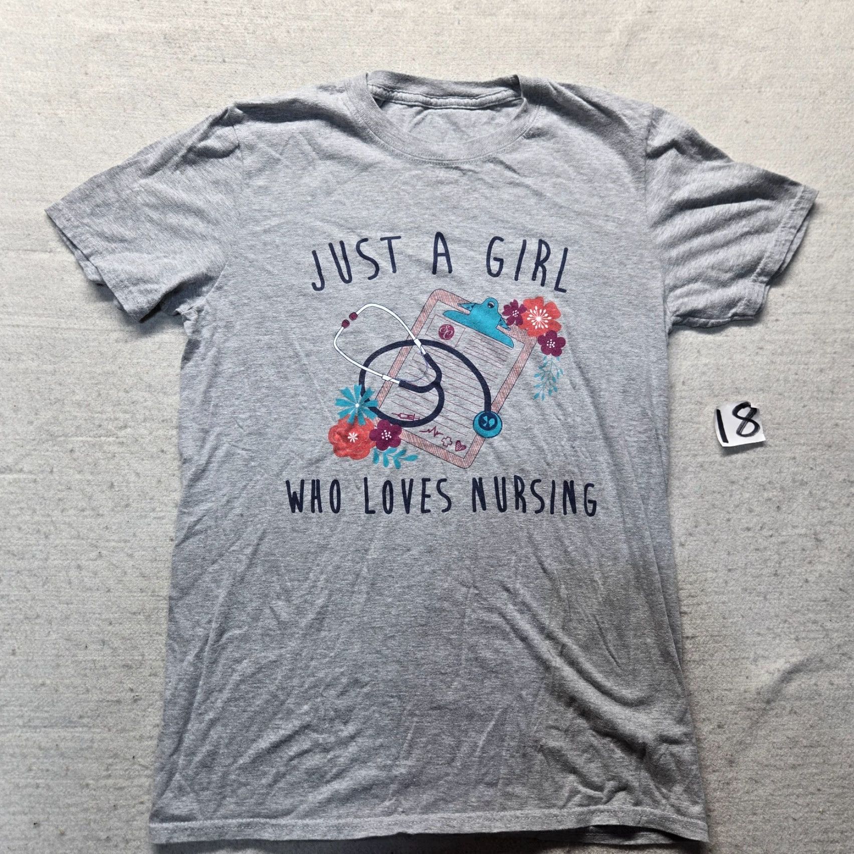 Vintage Just A Girl Who Loves Nursing Tee Shirt Short Sleeve Adult Women's L Gray Cotton T-Shirt Nursing Shirt Womens L 90s? Size L / US 10 / IT 46 - 2 Thumbnail